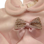 STORY LORIS tutina tinta unita in ciniglia con fiocco Rosa per Neonata 56453 ROSA STORY LORIS 