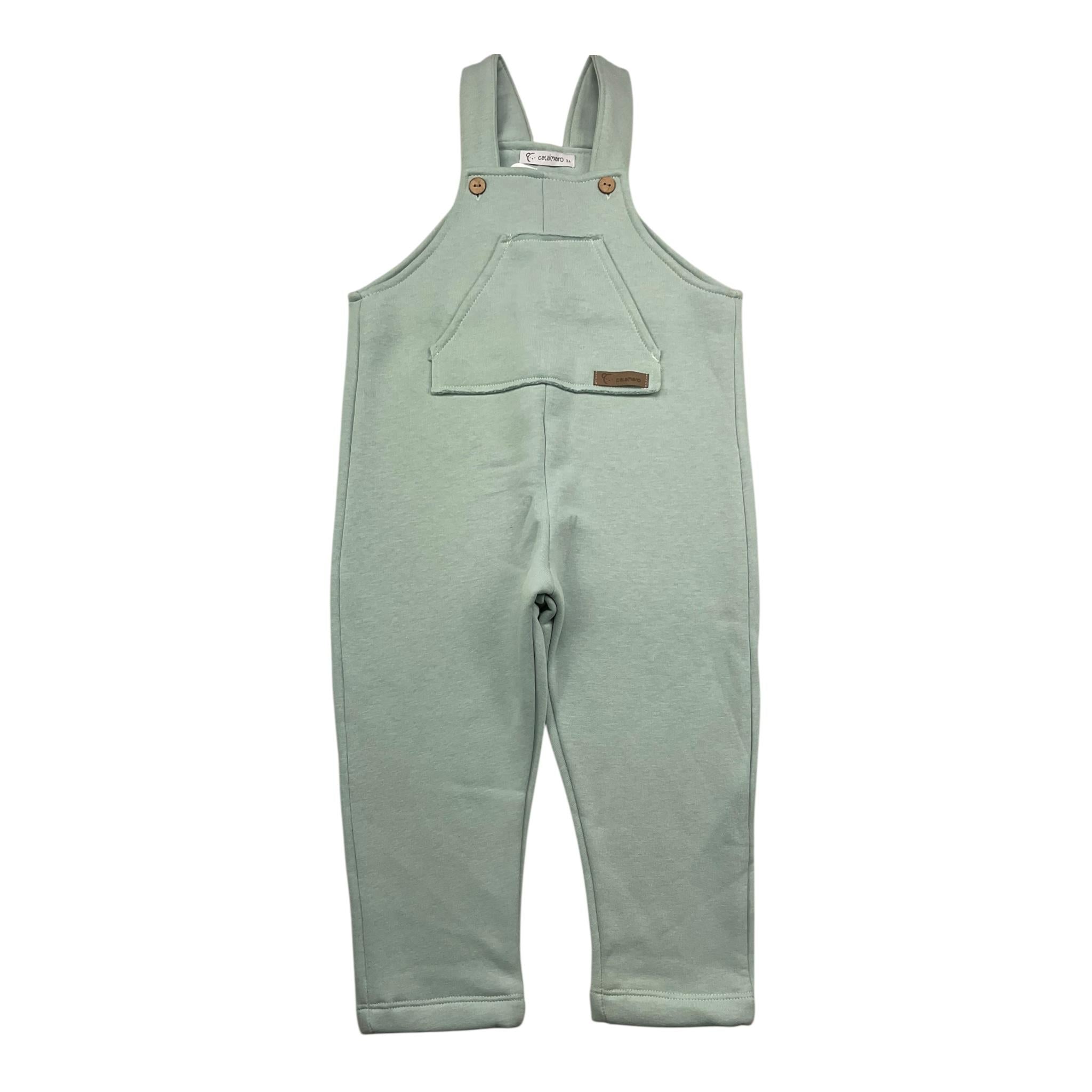 CALAMARO salopette tinta unita con logo Verde acqua per Bambino 32458J VERDE ACQUA CALAMARO 