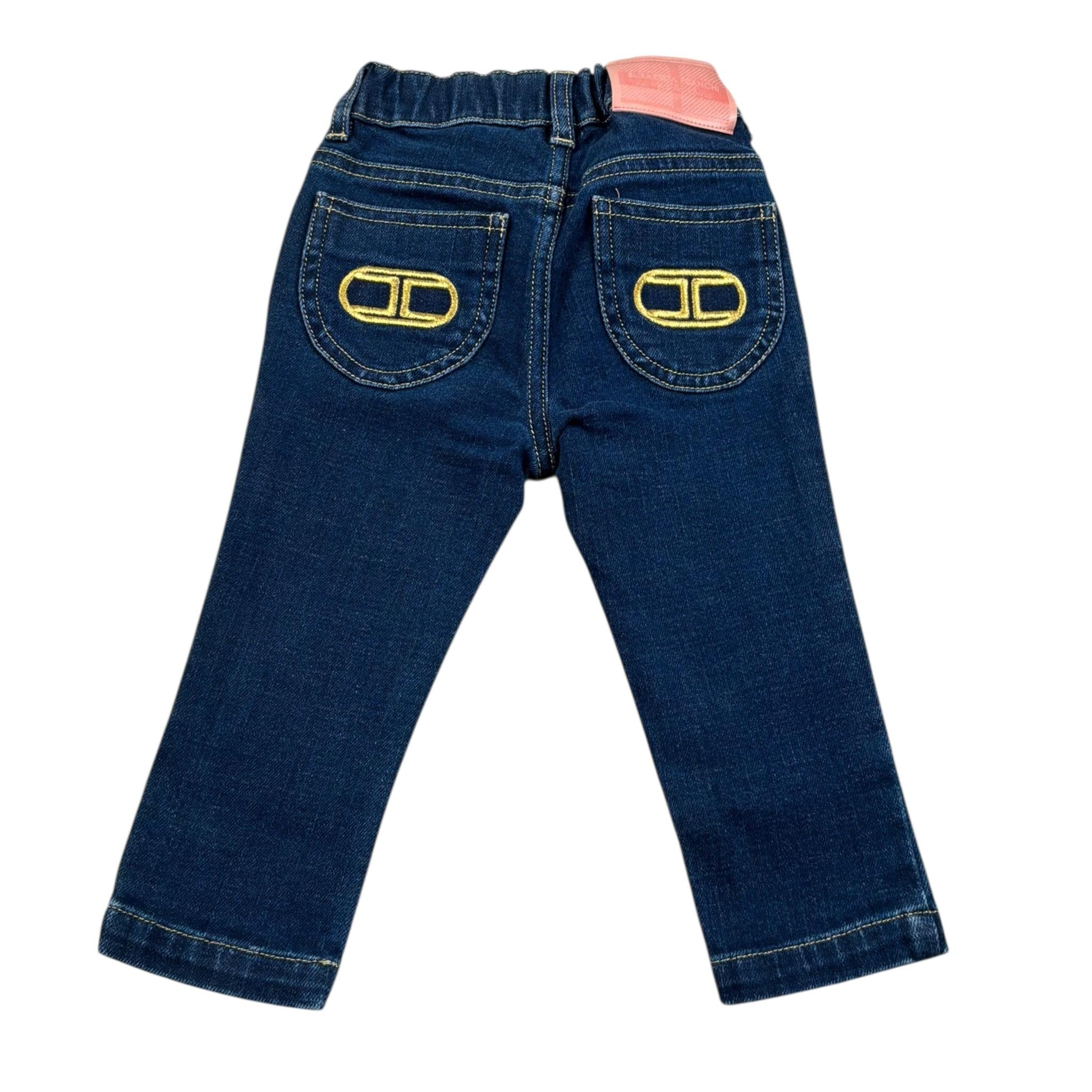 Elisabetta Franchi Jeans Tinta Unita con Elastico In Vita per Bambina EGPA36J BLU ELISABETTA FRANCHI 