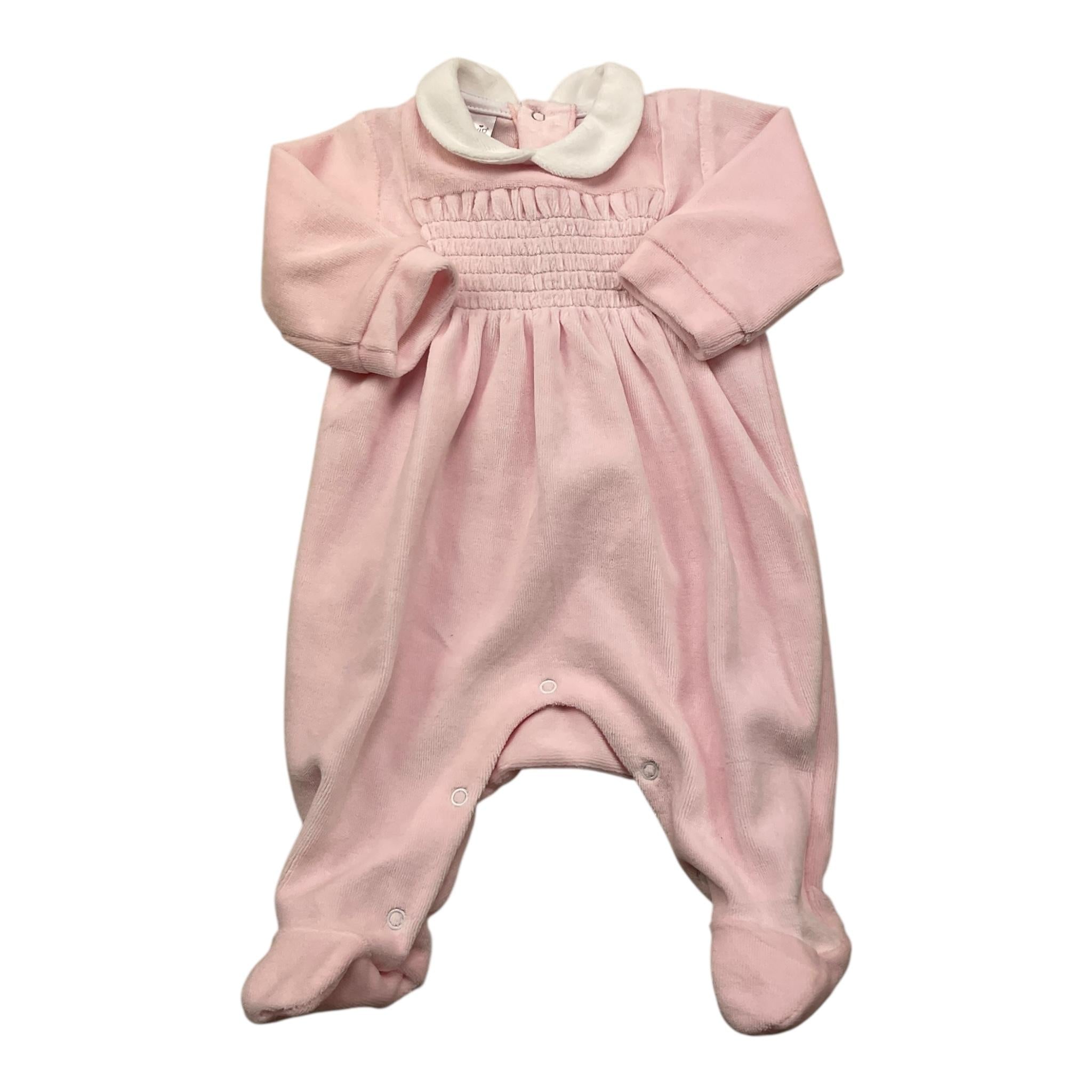 BABY VIP tutina manica lunga tinta unita in ciniglia Rosa per Neonata T2472A ROSA BABY VIP 