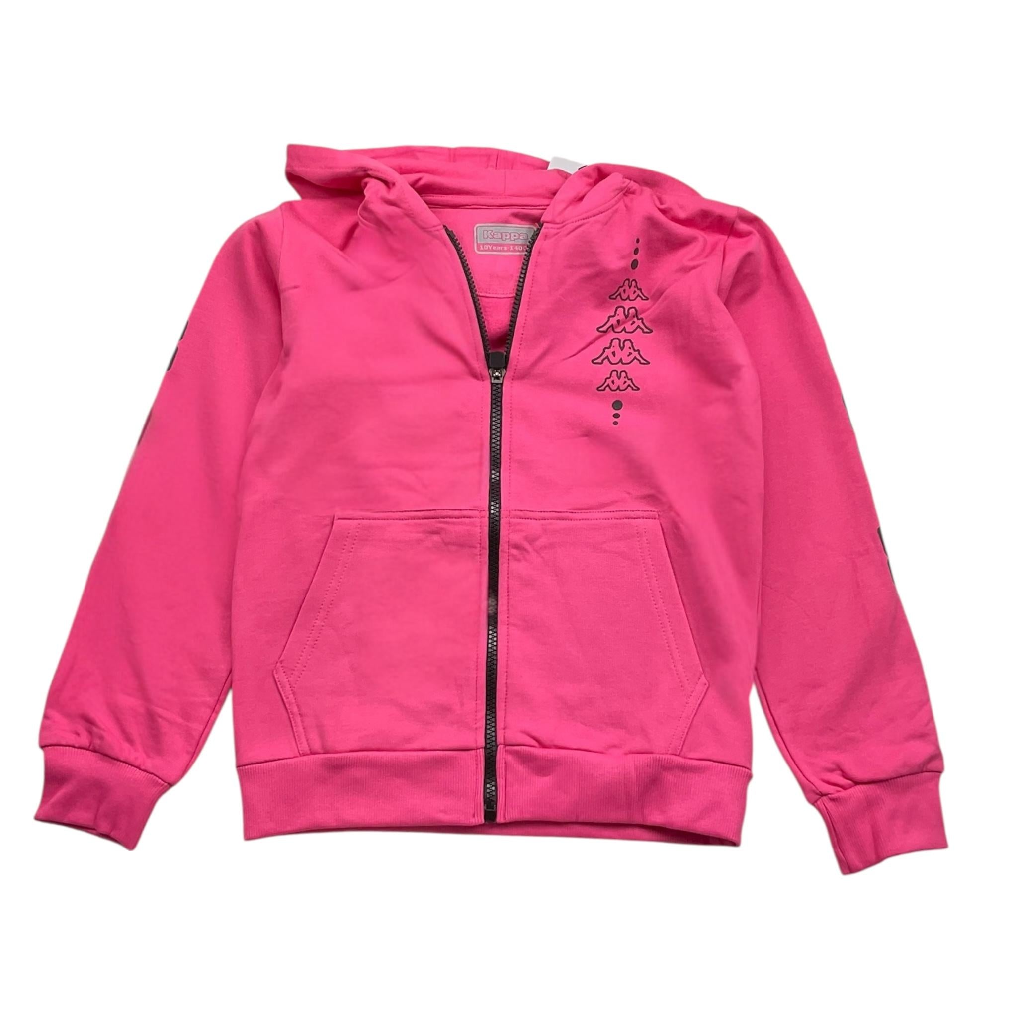KAPPA felpa tinta unita con zip e cappuccio Fuxia per Bambina 381Z8JW FUXIA KAPPA 