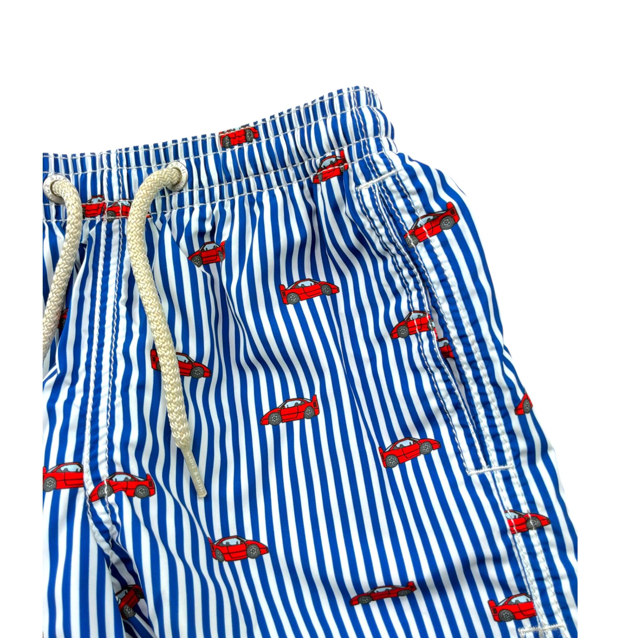 Saint Barth Costume Modello Boxer Tinta Unita con Stampa per Bambino CAR BIANCO SAINT BARTH 