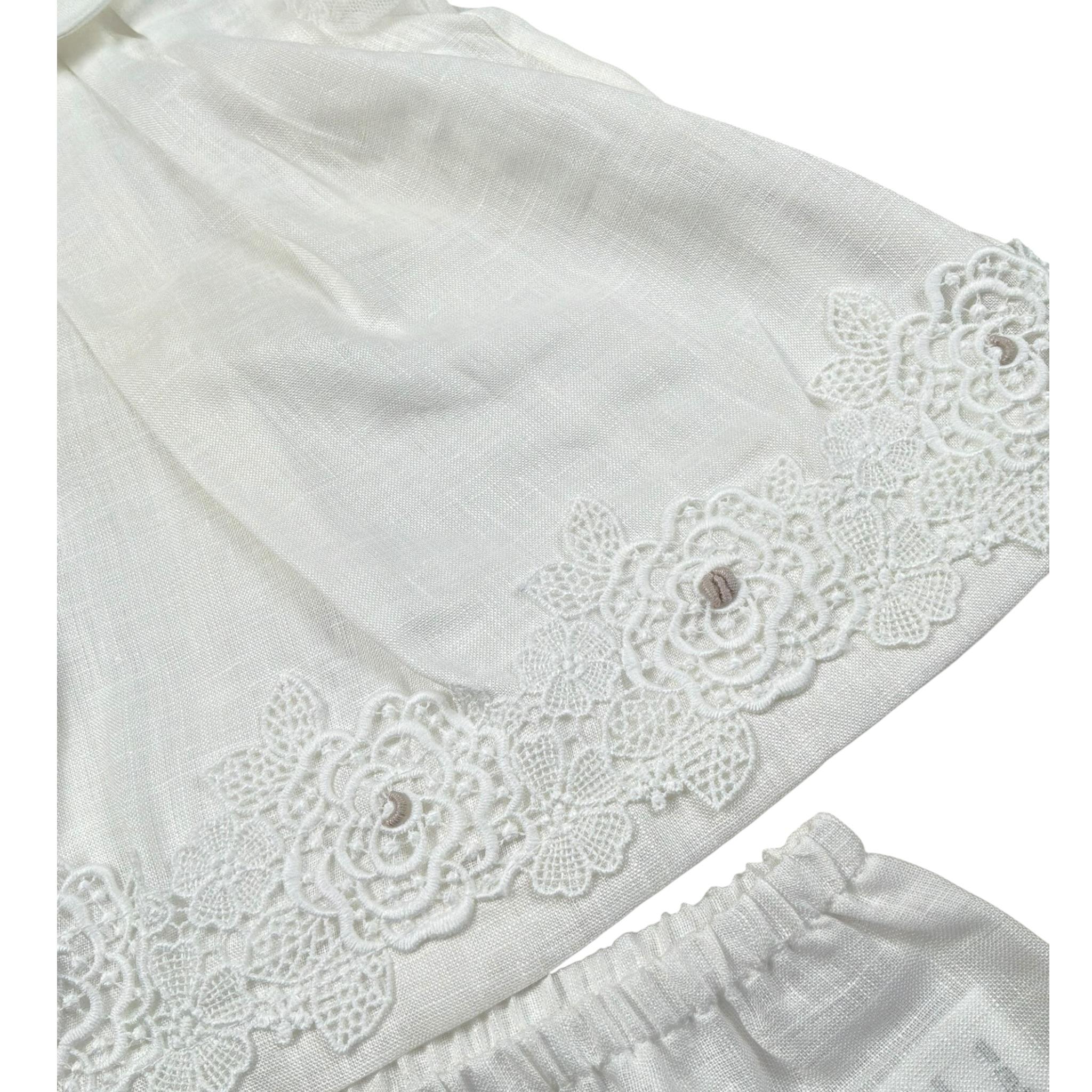 Marlu' Abito Mezza Manica Tinta Unita con Culotte per Neonata EP1217MUX BIANCO MARLU' 