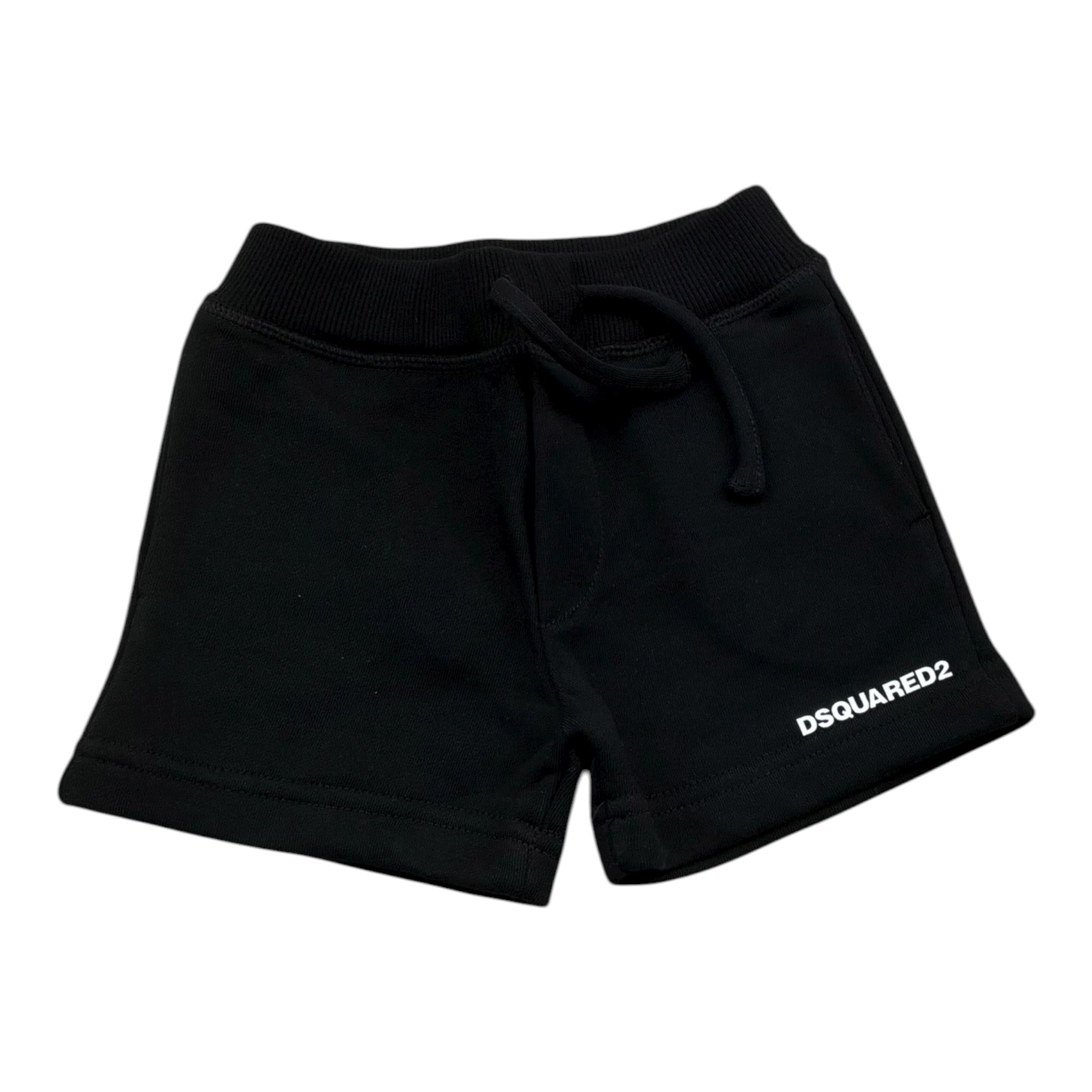 Dsquared2 Bermuda Felpa Tinta Unita con Logo per Neonato DQ2871 NERO DSQUARED2 