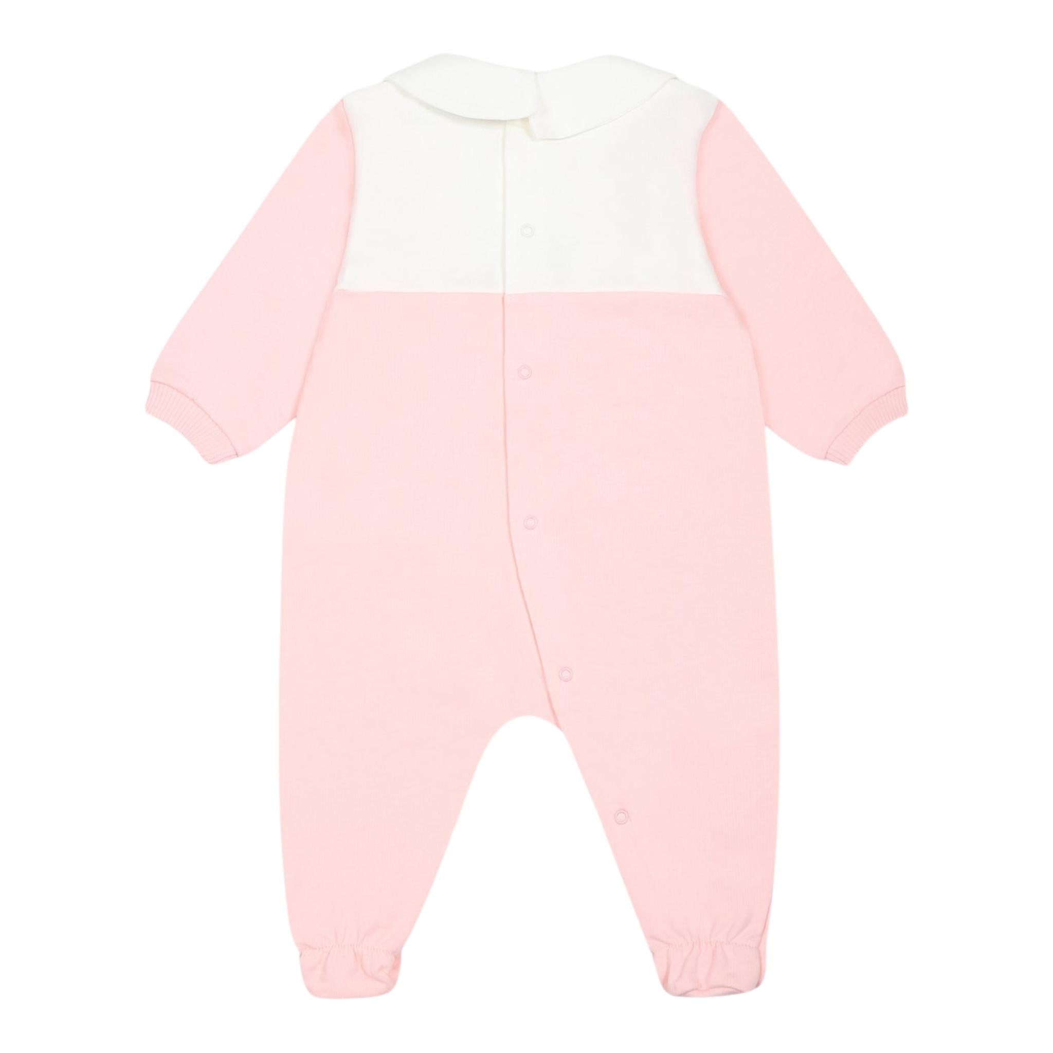 Moschino Tutina Bicolore con Stampa per Neonata MUY07F ROSA MOSCHINO 