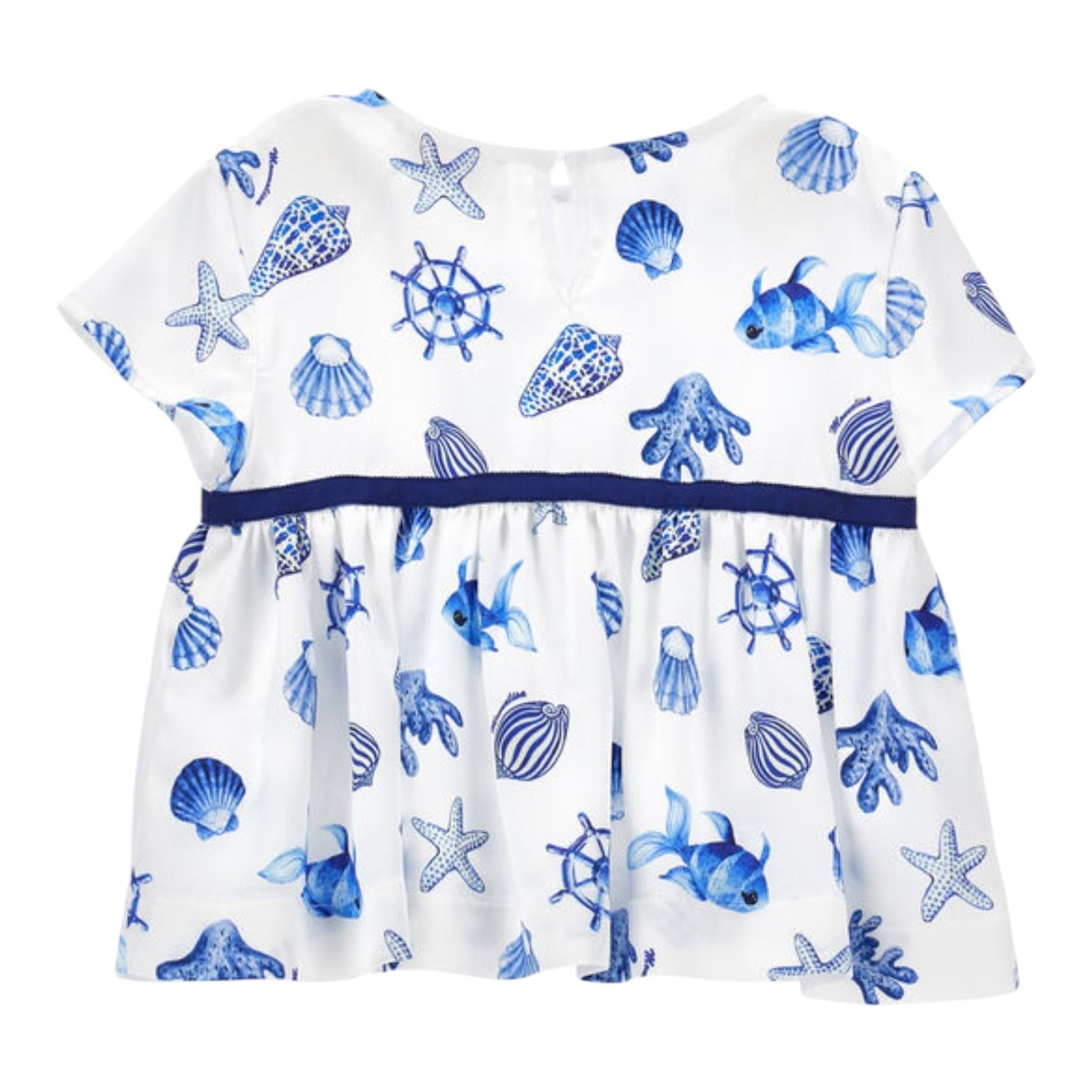 Monnalisa Camicia Tinta Unita con Fantasia per Bambina 11C303 BIANCO MONNALISA 