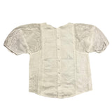Chloe' Camicia Mezza Manica Tinta Unita Con Ricami Bianco Per Bambina