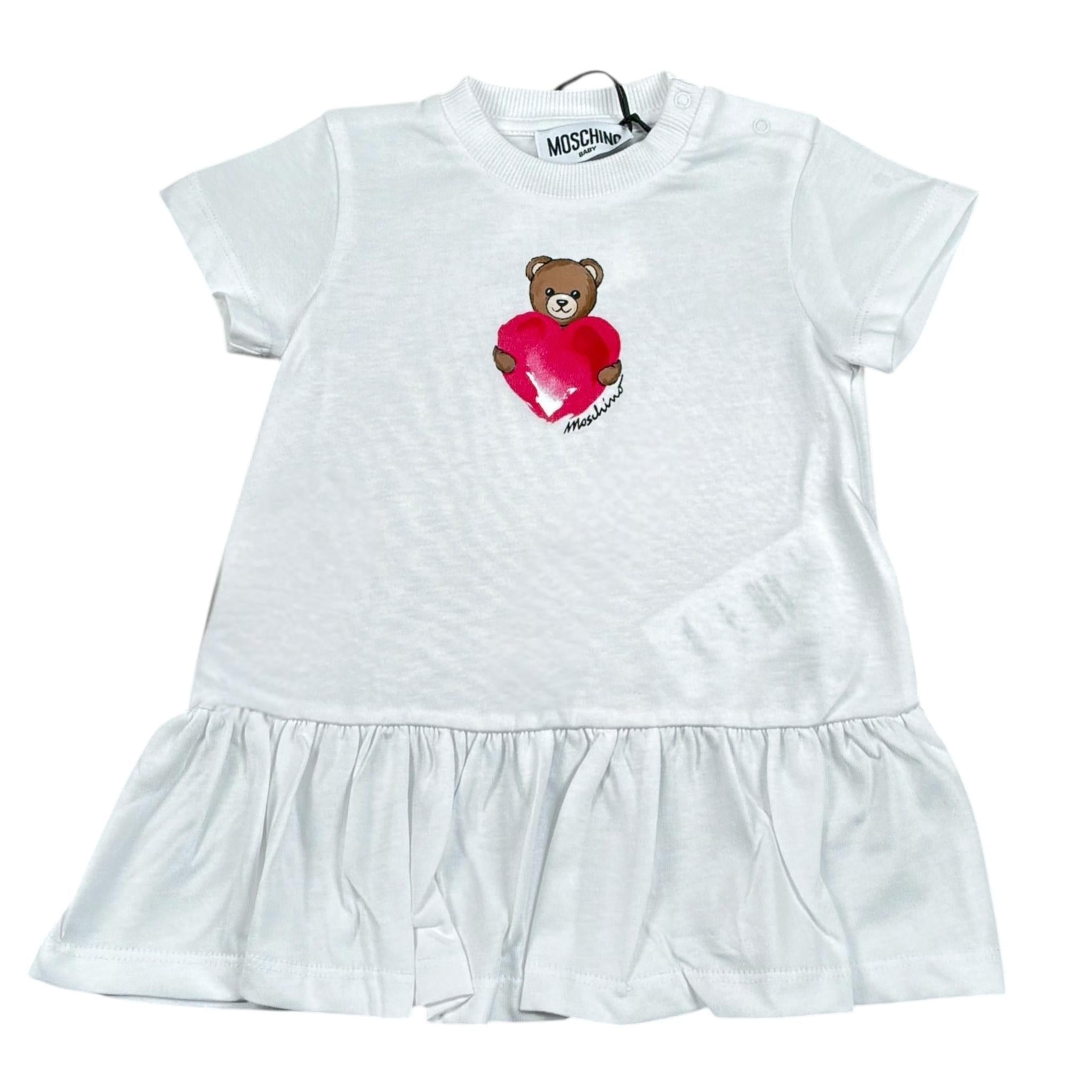 Moschino Abito Mezza Manica Tinta Unita con Stampa per Neonata MDV0DJ BIANCO MOSCHINO 