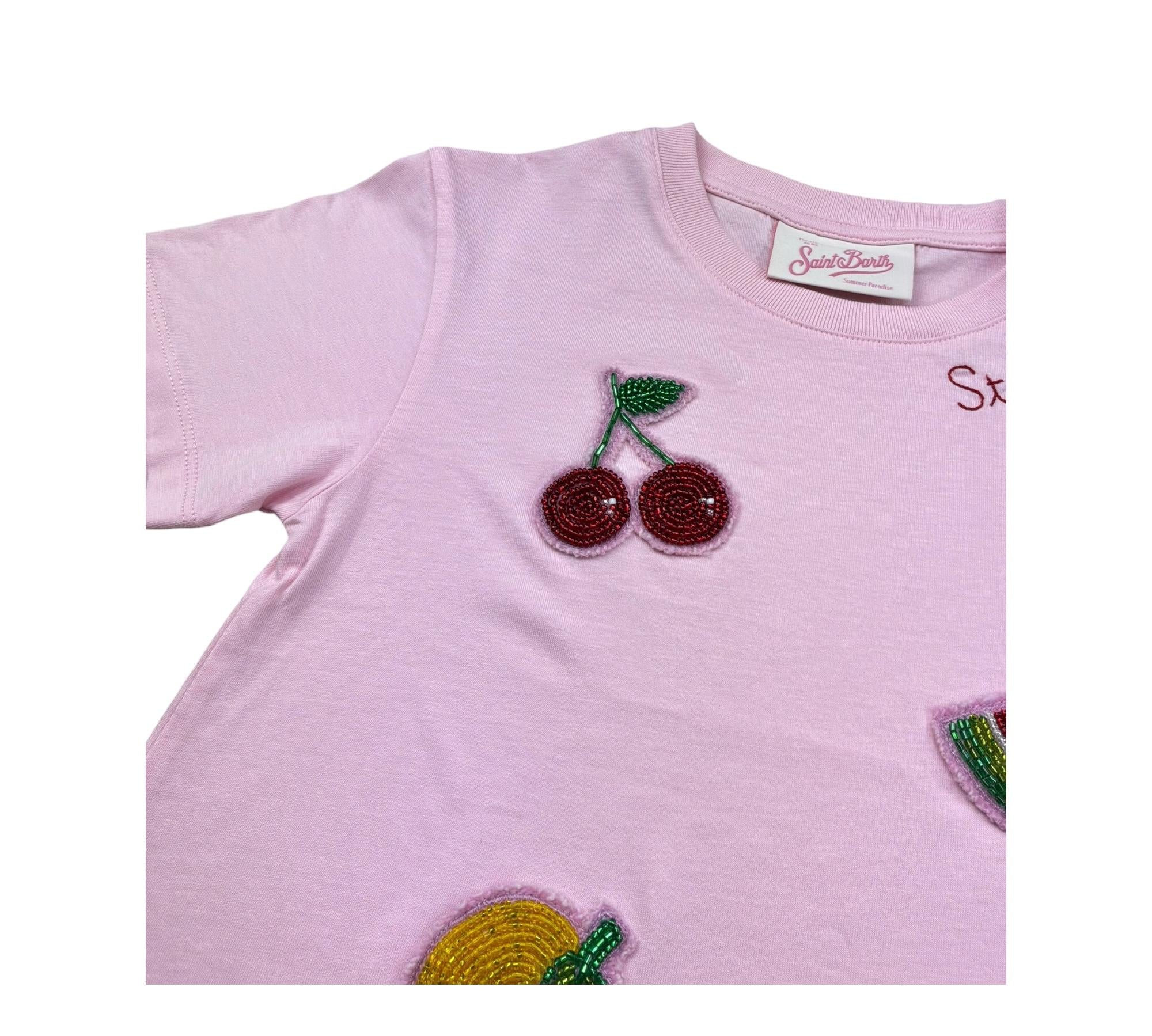 Saint Barth Abito Mezza Manica Tinta Unita con Frange per Bambina ABY ROSA SAINT BARTH 