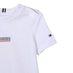 Tommy Hilfiger T-Shirt Girocollo Tinta Unita con Logo per Bambino KB0KB09362 BIANCO TOMMY HILFIGER 