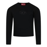 DIESEL maglia tinta unita girocollo con logo Nero per Bambina J02084 NERO DIESEL 