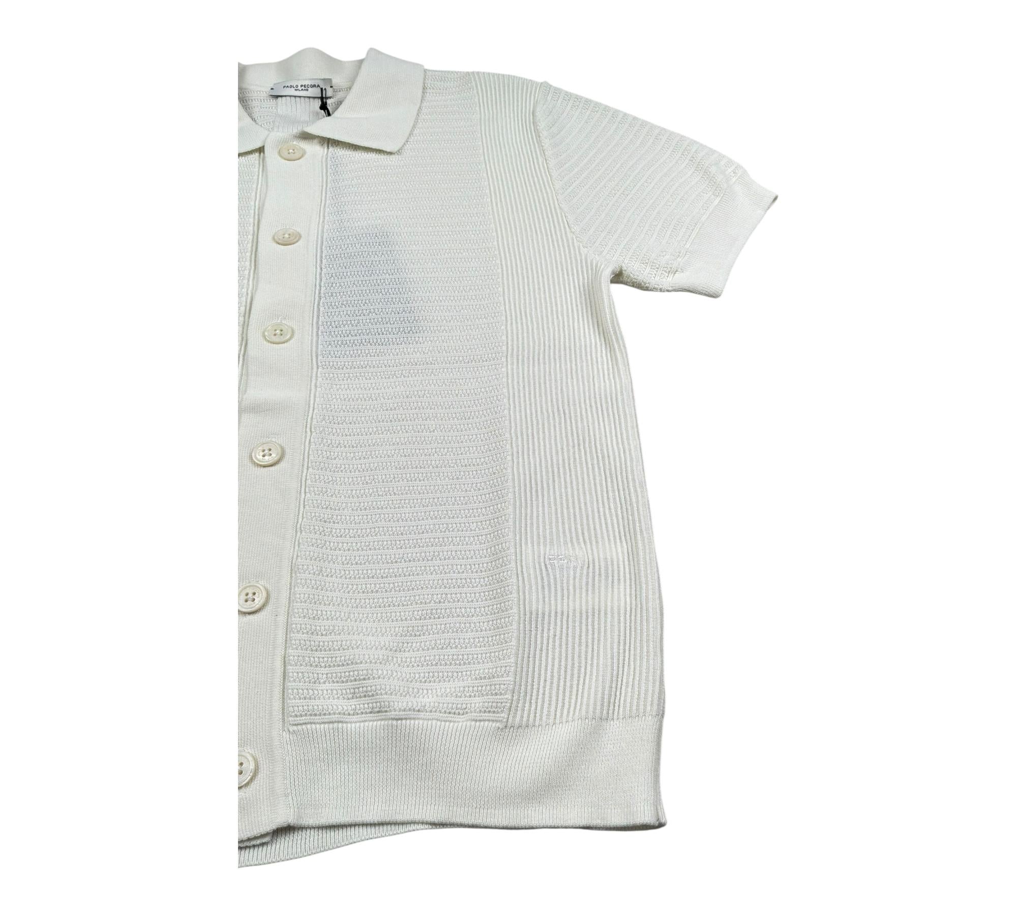 Paolo Pecora Camicia Mezza Manica Tinta Unita In Filo per Bambino PP42766 PANNA PAOLO PECORA 