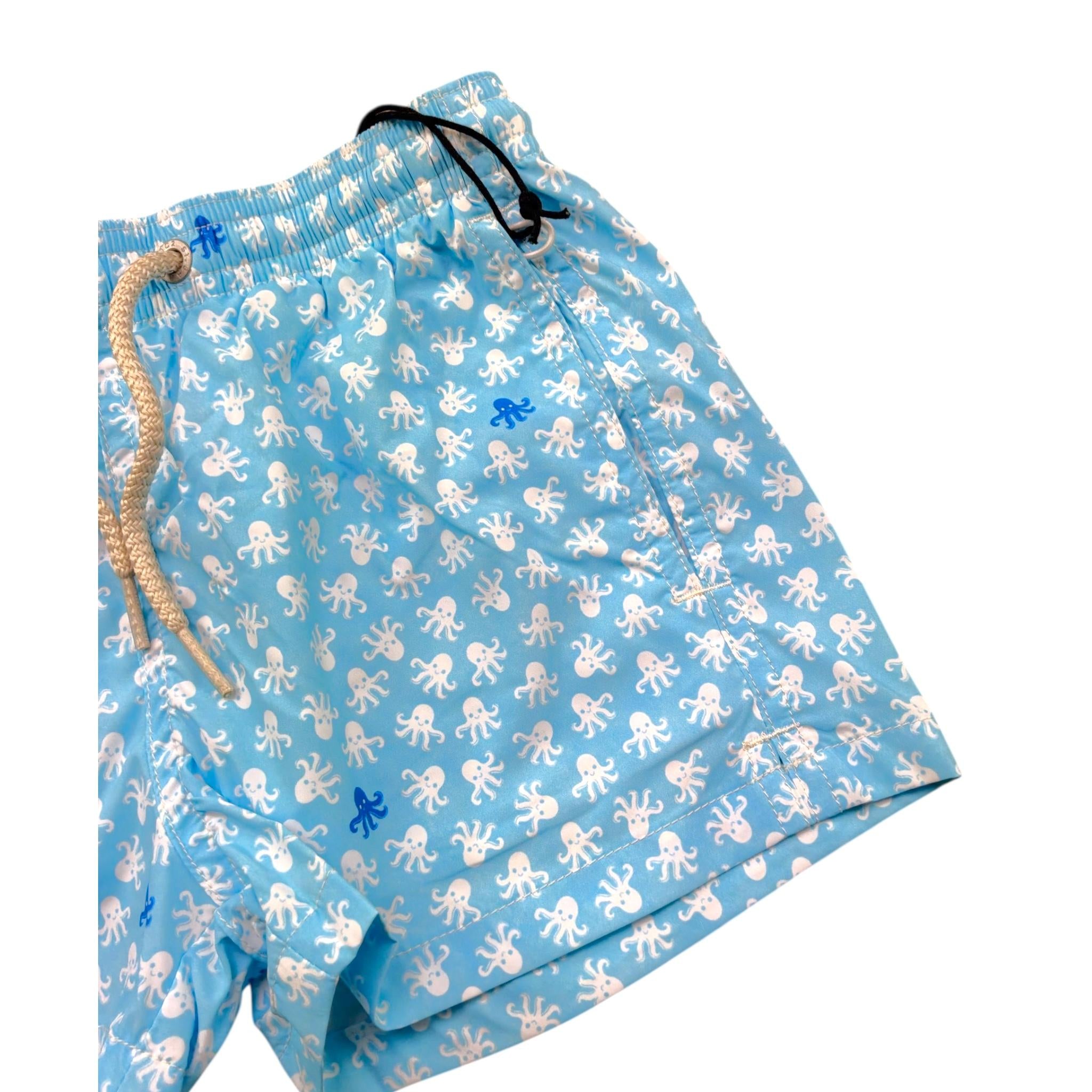 Saint Barth Costume Modello Boxer Tinta Unita con Stampa per Bambino 00994L AZZURRO SAINT BARTH 