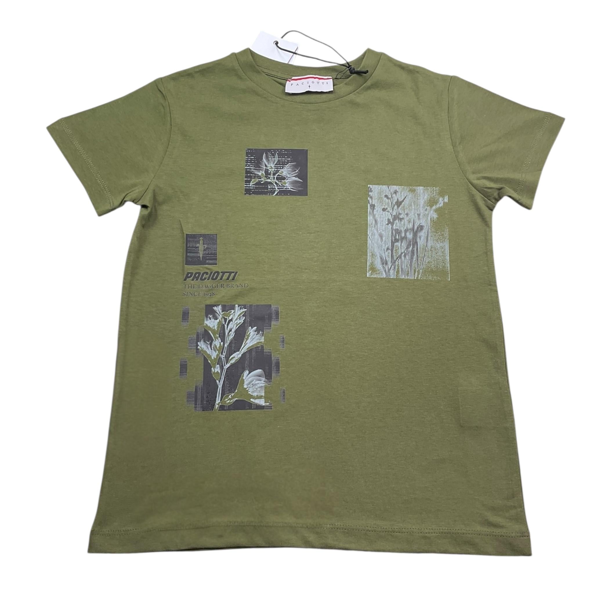 Cesare Paciotti T-Shirt Girocollo Tinta Unita con Stampa per Bambino TSP5152J VERDE CESARE PACIOTTI 