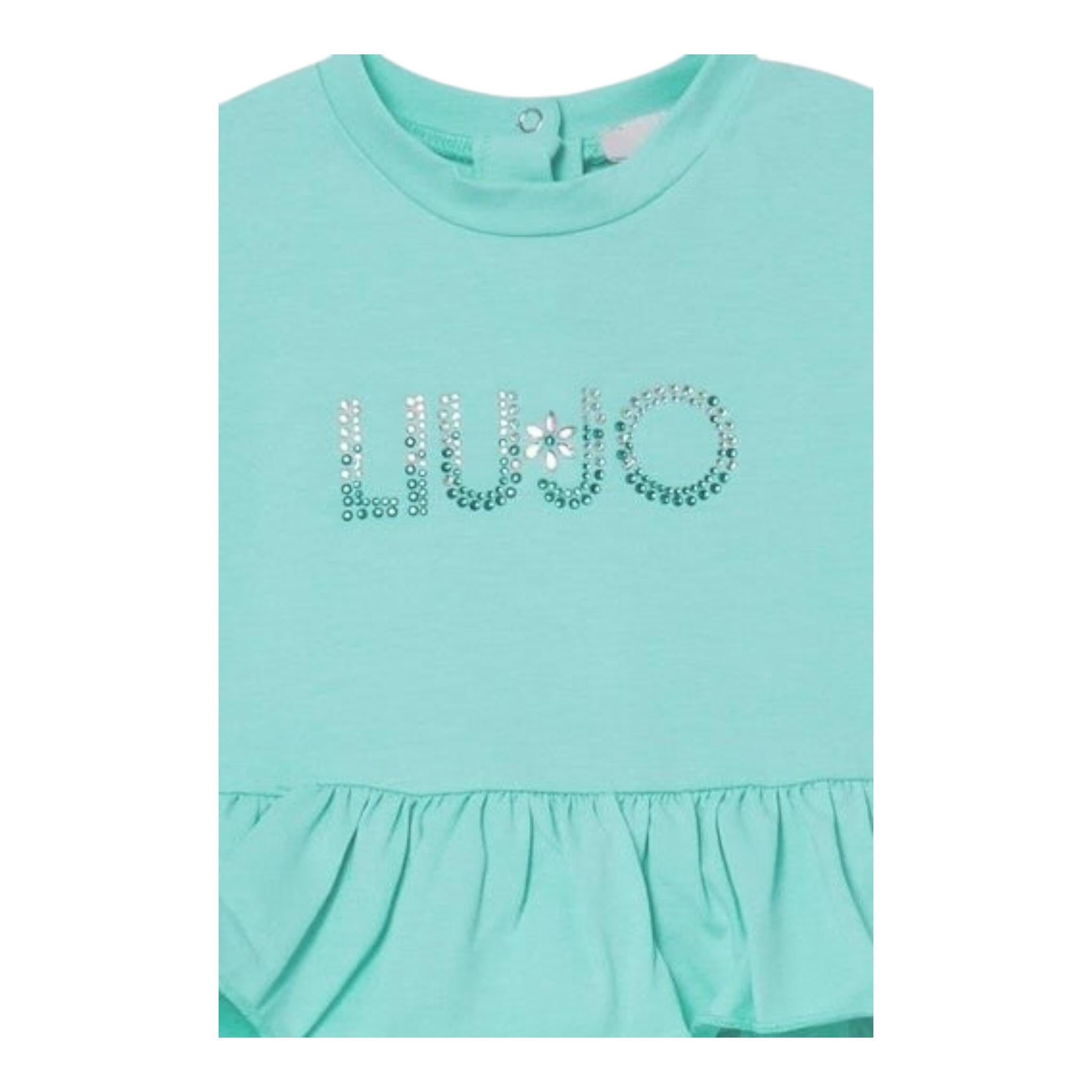 Liu Jo Abito Tinta Unita con Brillantini per Neonata HA5042 VERDE ACQUA LIU JO 