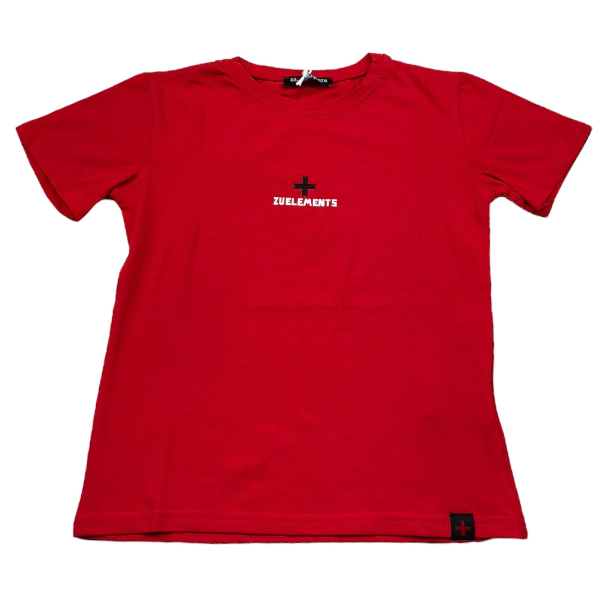Zu+Elements T-Shirt Girocollo Tinta Unita con Logo per Bambino ZU218 ROSSO ZU+ELEMENTS 