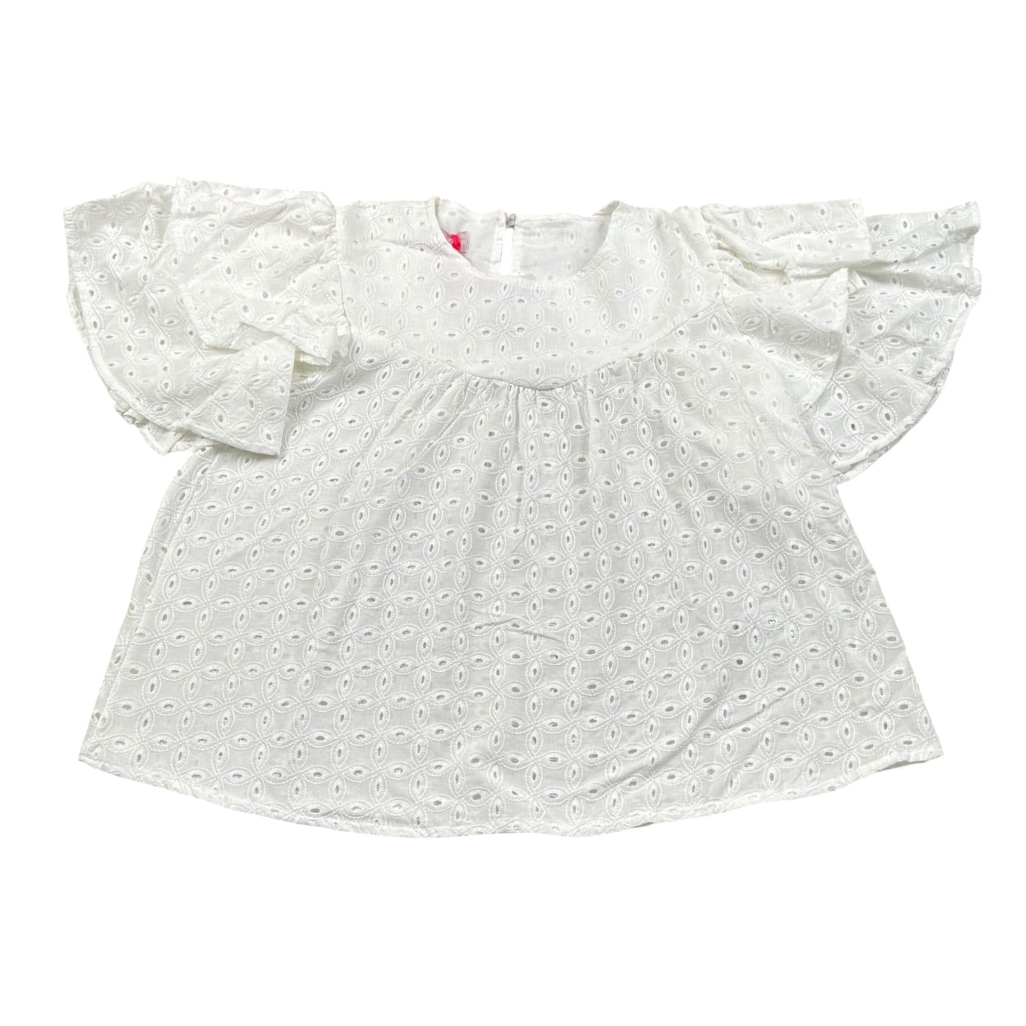 Kaos Camicia Tinta Unita Traforata per Bambina KS164 BIANCO KAOS 
