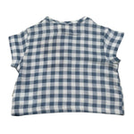 Petit Indi T-Shirt Bicolore con Fantasia A Quadri per Neonato SS25B2833 BIANCO/BLU PETIT INDI 