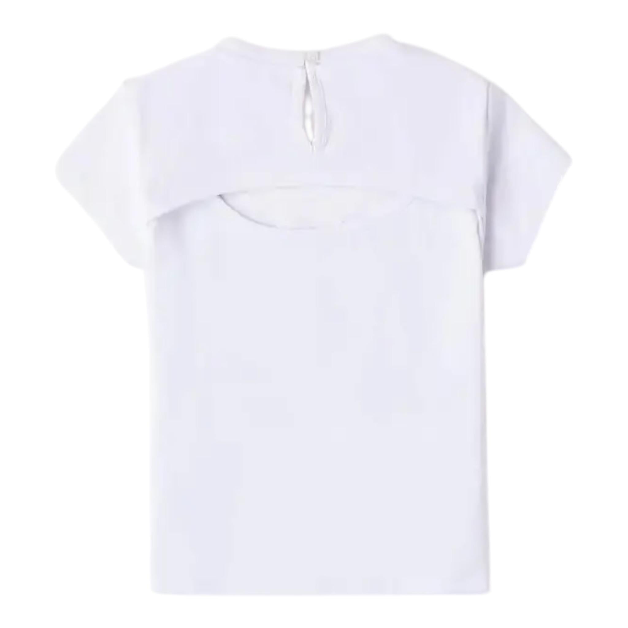 Sarabanda T-Shirt Girocollo Tinta Unita con Brillantini per Bambina 0B313X BIANCO SARABANDA 