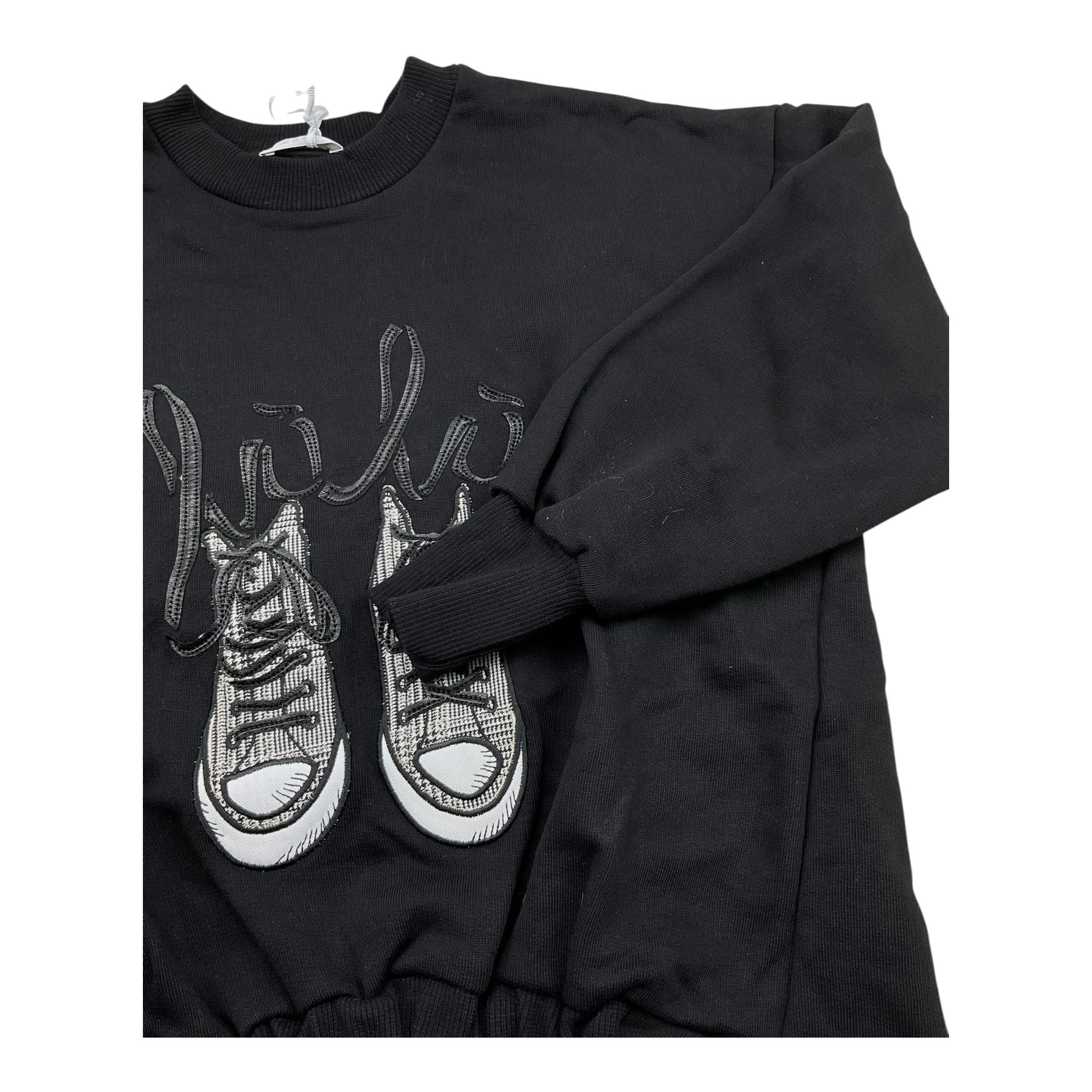 LU LU BY MISS GRANT felpa tinta unita con stampa Nero per Bambina LL3035X NERO LU LU BY MISS GRANT 