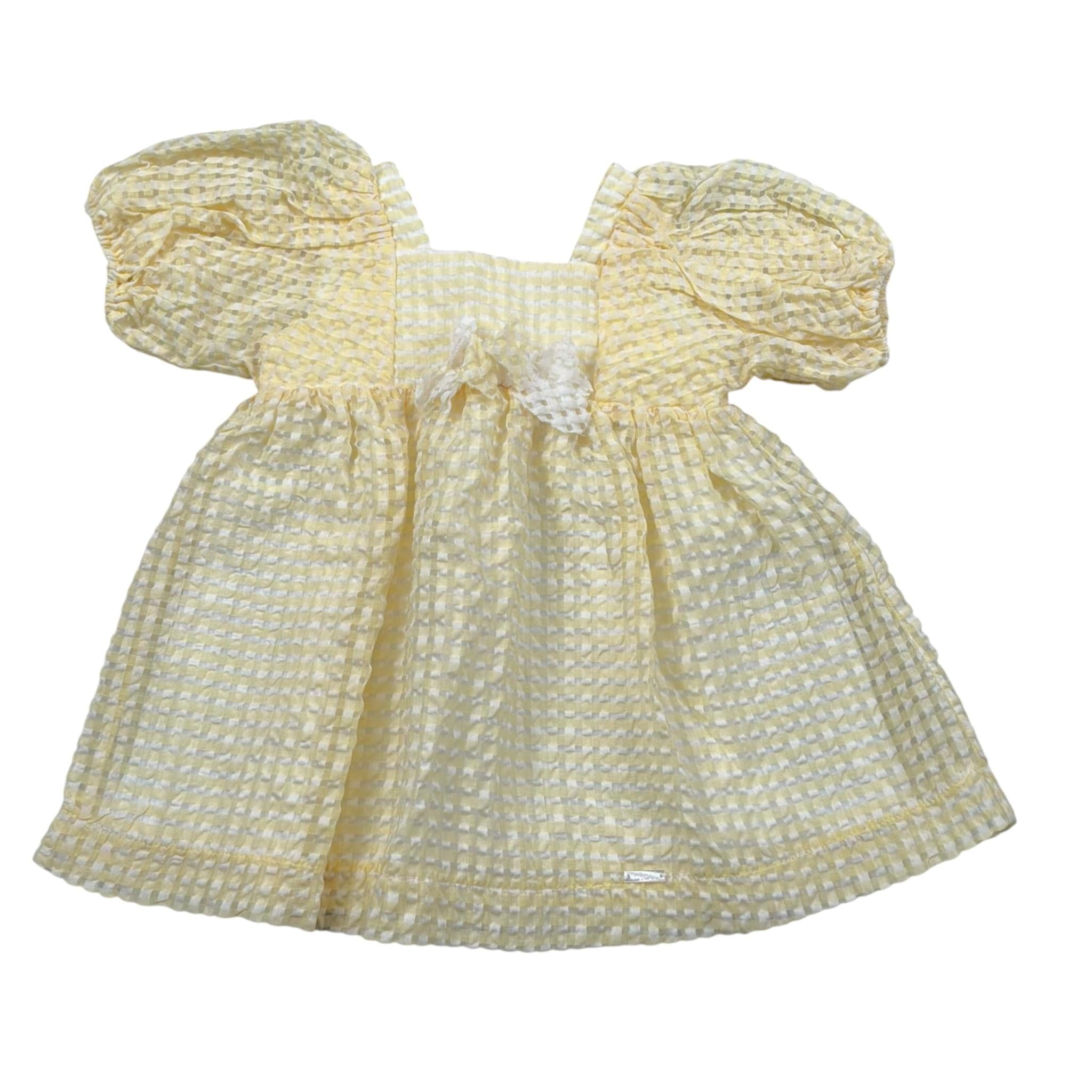 Lalalu' Abito Tinta Unita con Fantasia A Righe per Neonata VTL303P GIALLO LALALU' 