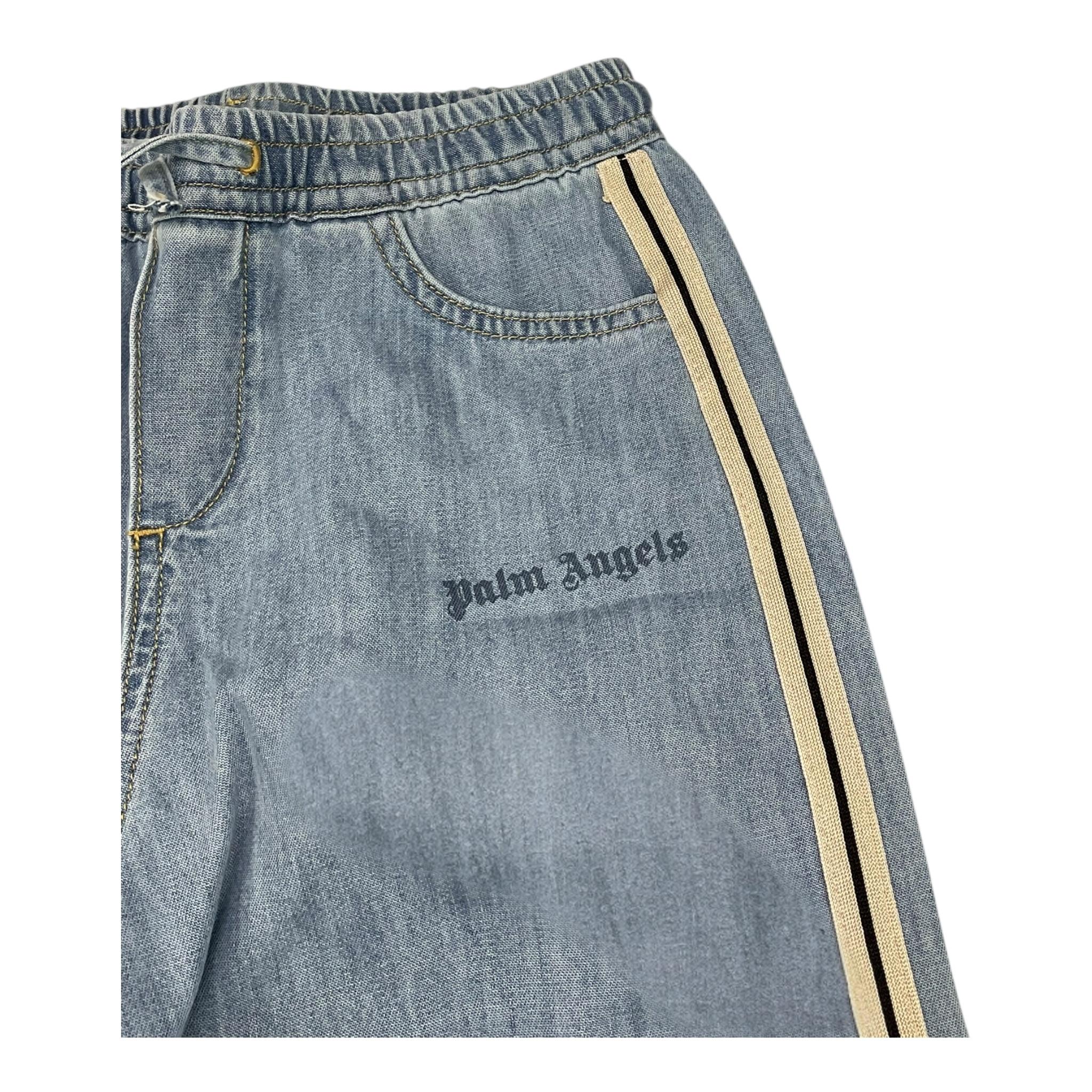 PALM ANGELS jeans tinta unita con elastico in vita modello palazzo Azzurro per Bambina PGYB003S24 AZZURRO PALM ANGELS 