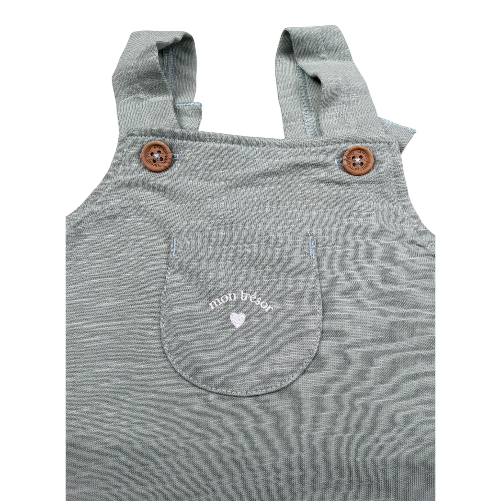 Petit Bateau Salopette tinta unita Verde per Neonato A09MP01 VERDE PETIT BATEAU 