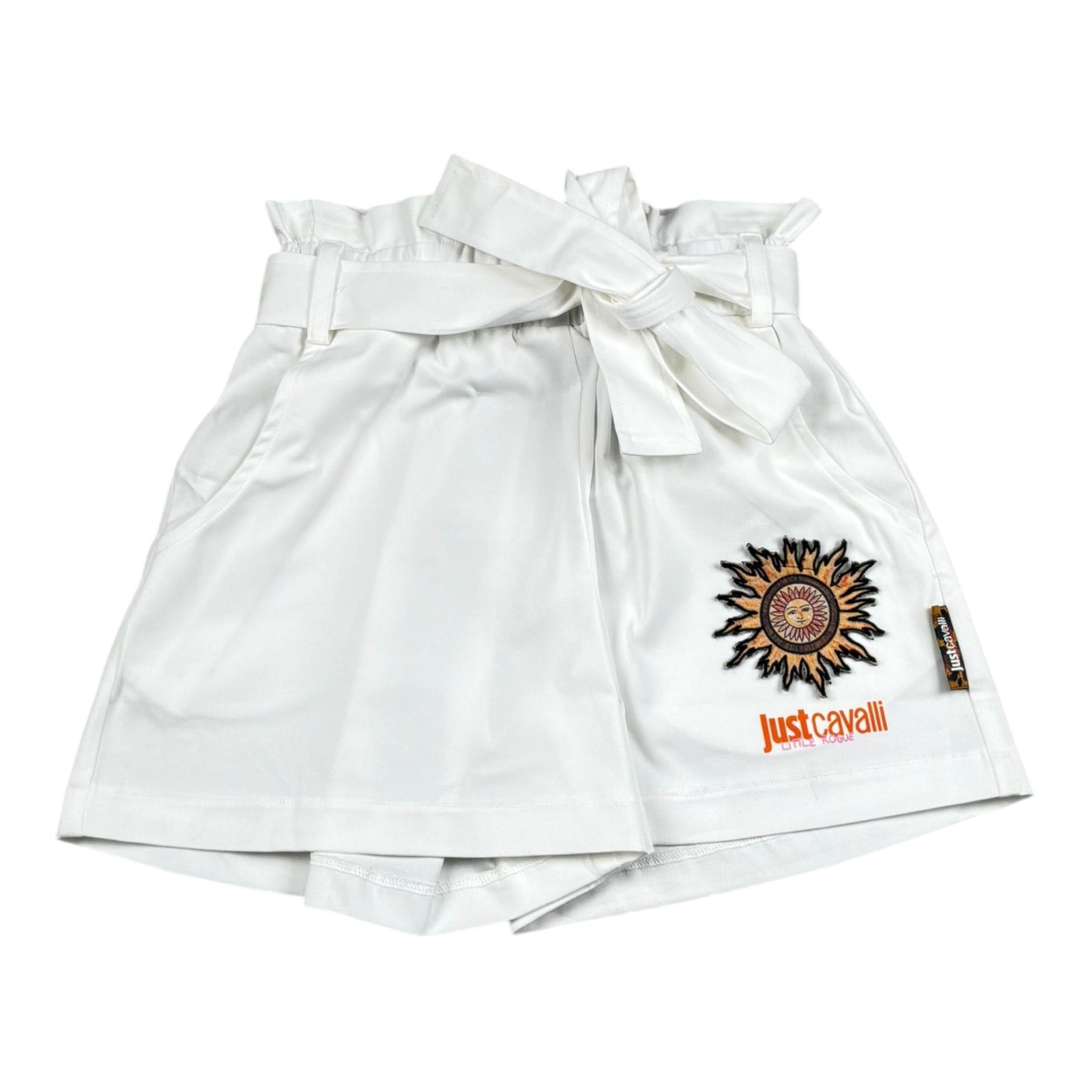 Just Cavalli Short Tinta Unita con Applicazione Sole per Bambina JGP26073SH BIANCO JUST CAVALLI 