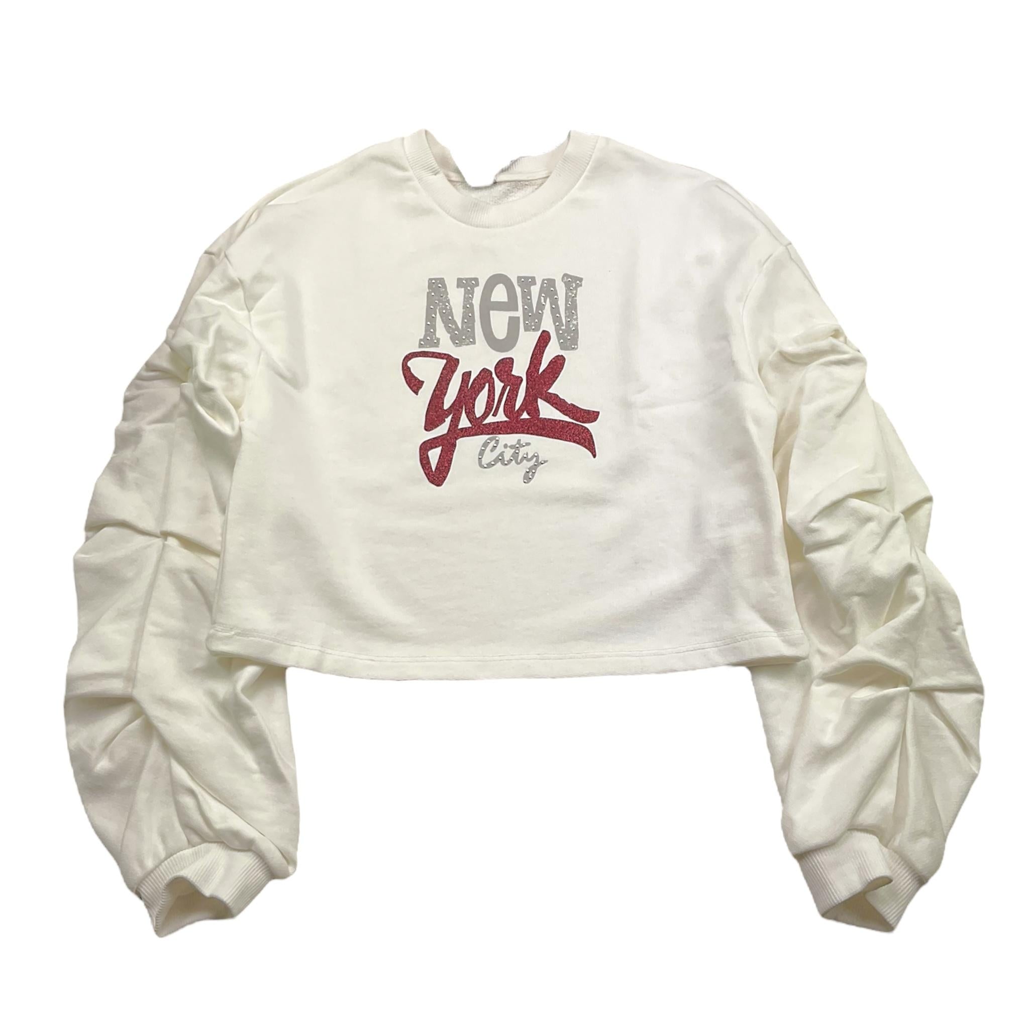 NAICE felpa tinta unita girocollo con stampa brillantinata Bianco per Bambina 27235 BIANCO NAICE 