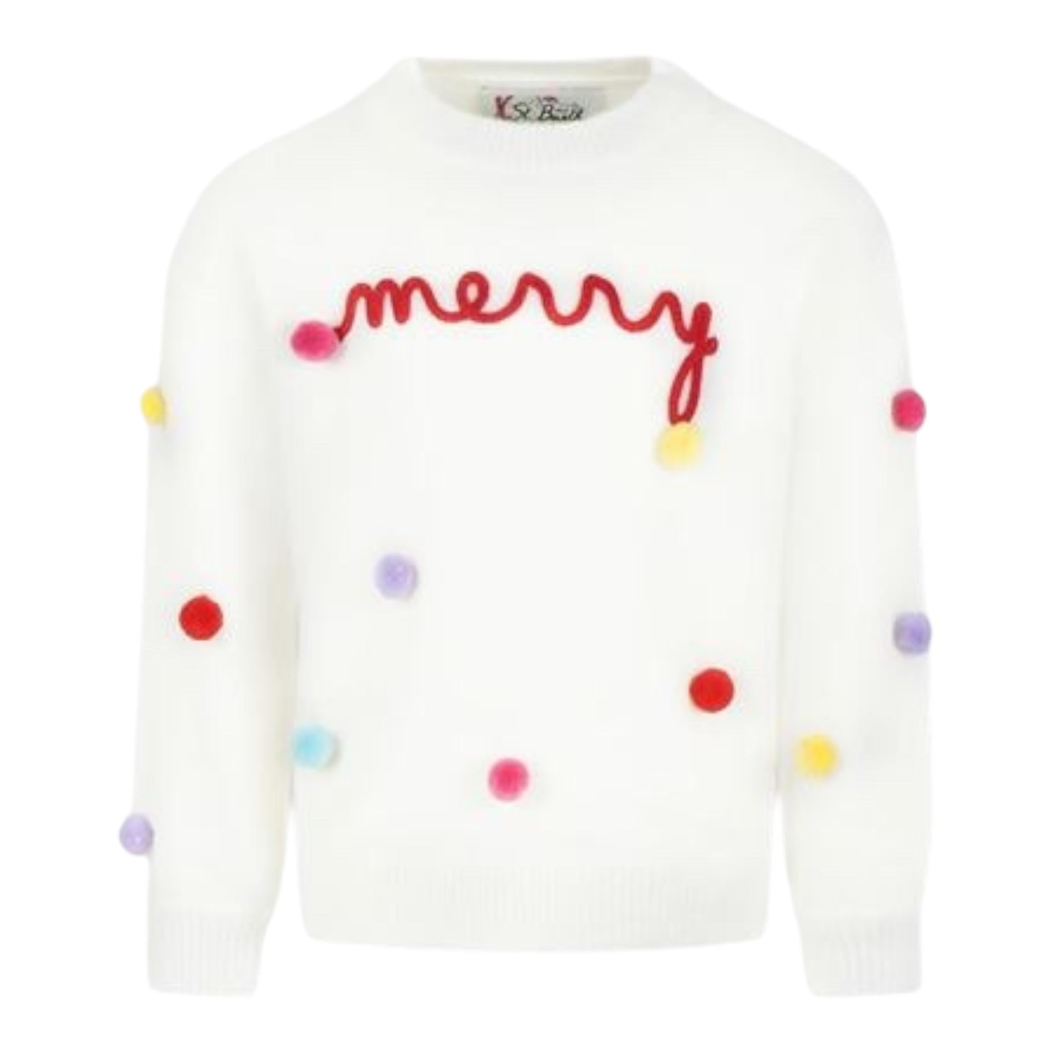 SAINT BARTH maglia girocollo tinta unita con applicazioni Bianco per Bambina JSS0011 BIANCO SAINT BARTH 