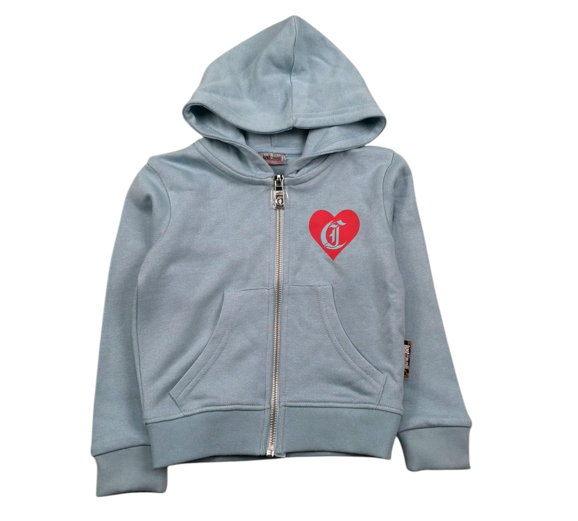 Just Cavalli Felpa con Zip E Cappuccio Tinta Unita per Neonata JIP26031FE AZZURRO JUST CAVALLI 
