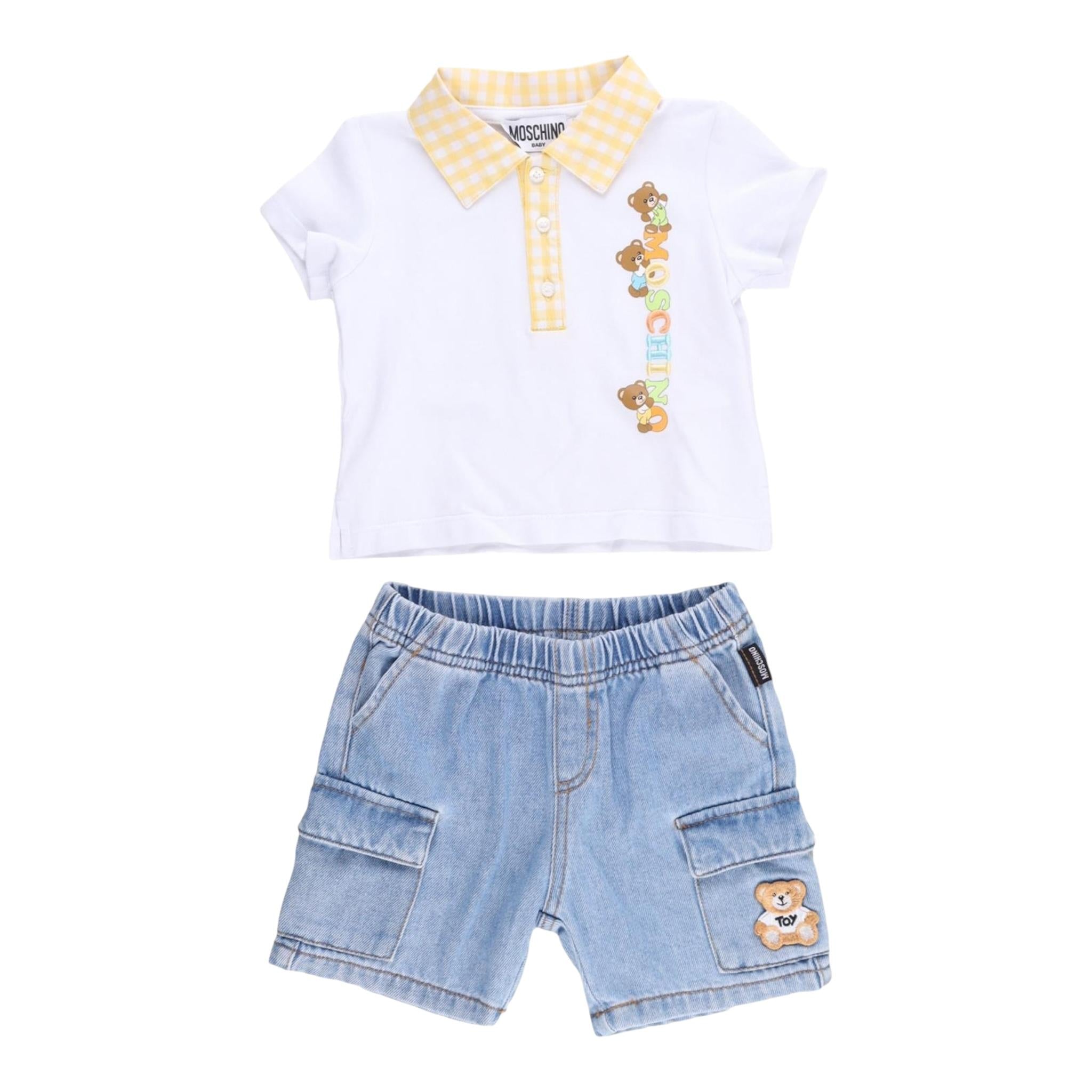 Moschino Cmpleto 2 Pezzi Bermuda-Polo per Neonato MUG01AXN BIANCO MOSCHINO 