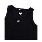 Liu Jo Canotta Tinta Unita con Traforo A Forma di Cuore per Bambina GA5199 NERO LIU JO 