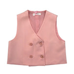 Vicolo Gilet Tinta Unita con Bottoni per Bambina 3146B00090 ROSA VICOLO 