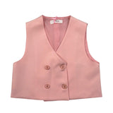 Vicolo Gilet Tinta Unita con Bottoni per Bambina 3146B00090 ROSA VICOLO 