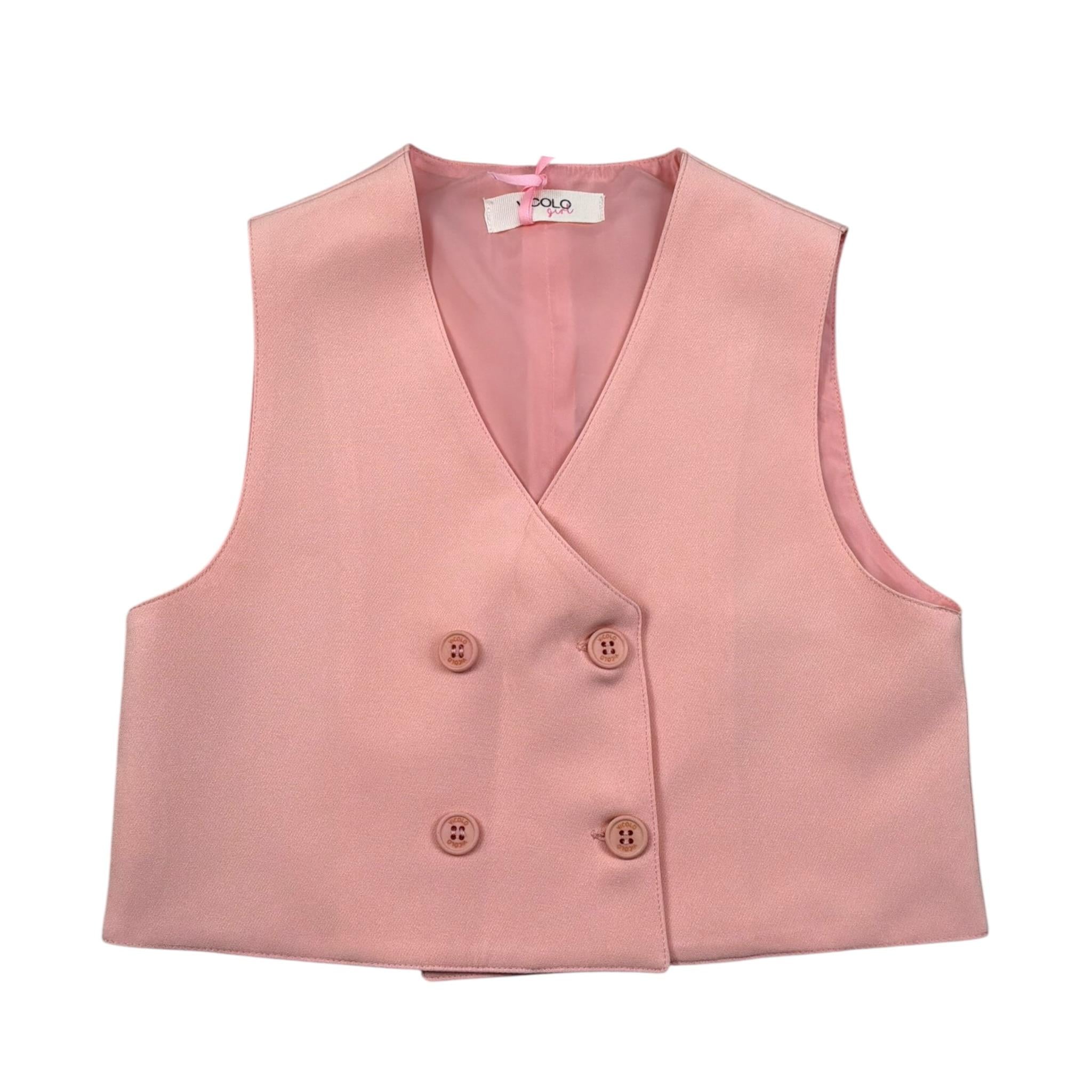 Vicolo Gilet Tinta Unita con Bottoni per Bambina 3146B00090 ROSA VICOLO 