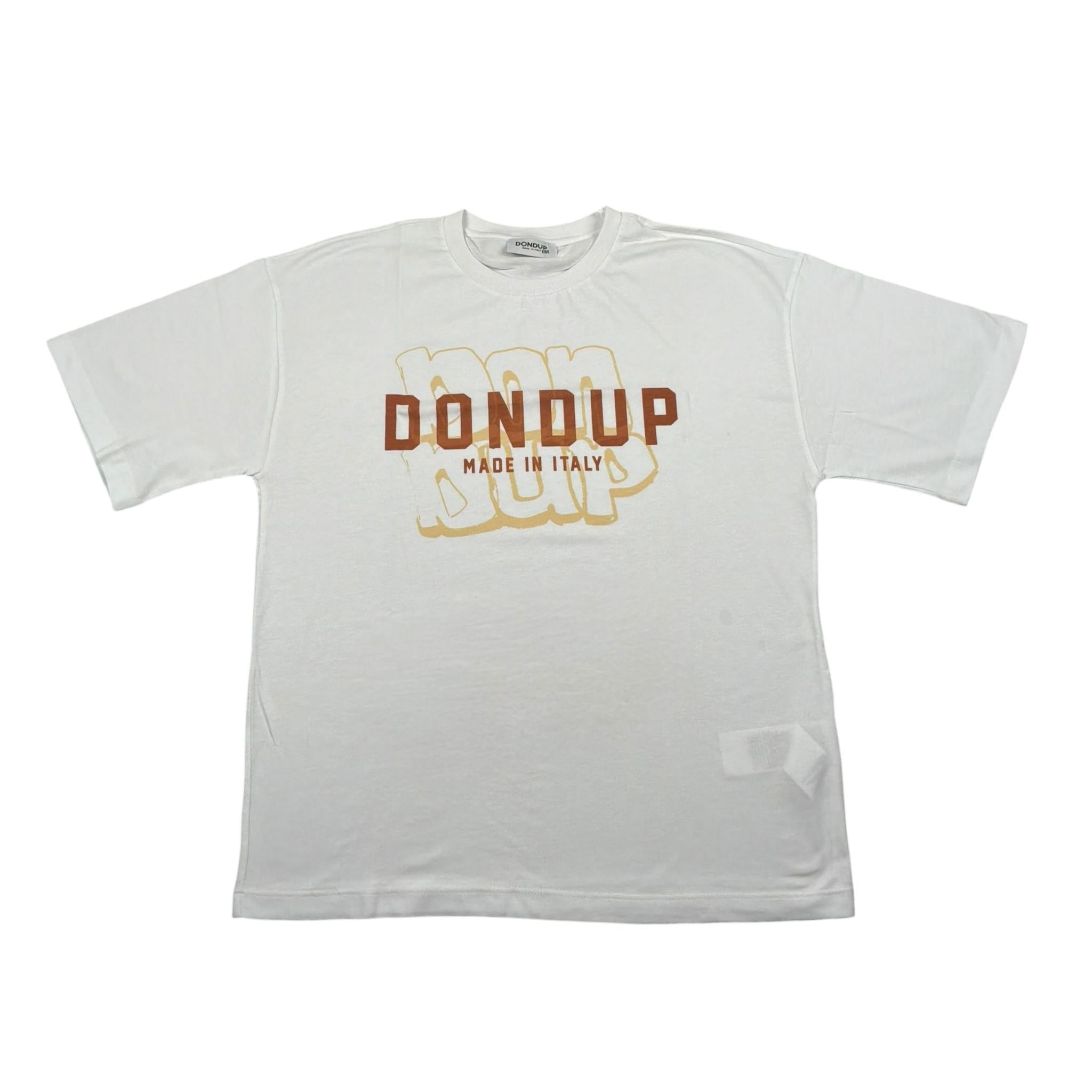 Dondup T-Shirt Girocollo Tinta Unita con Logo per Bambino DMTS032 BIANCO DONDUP 