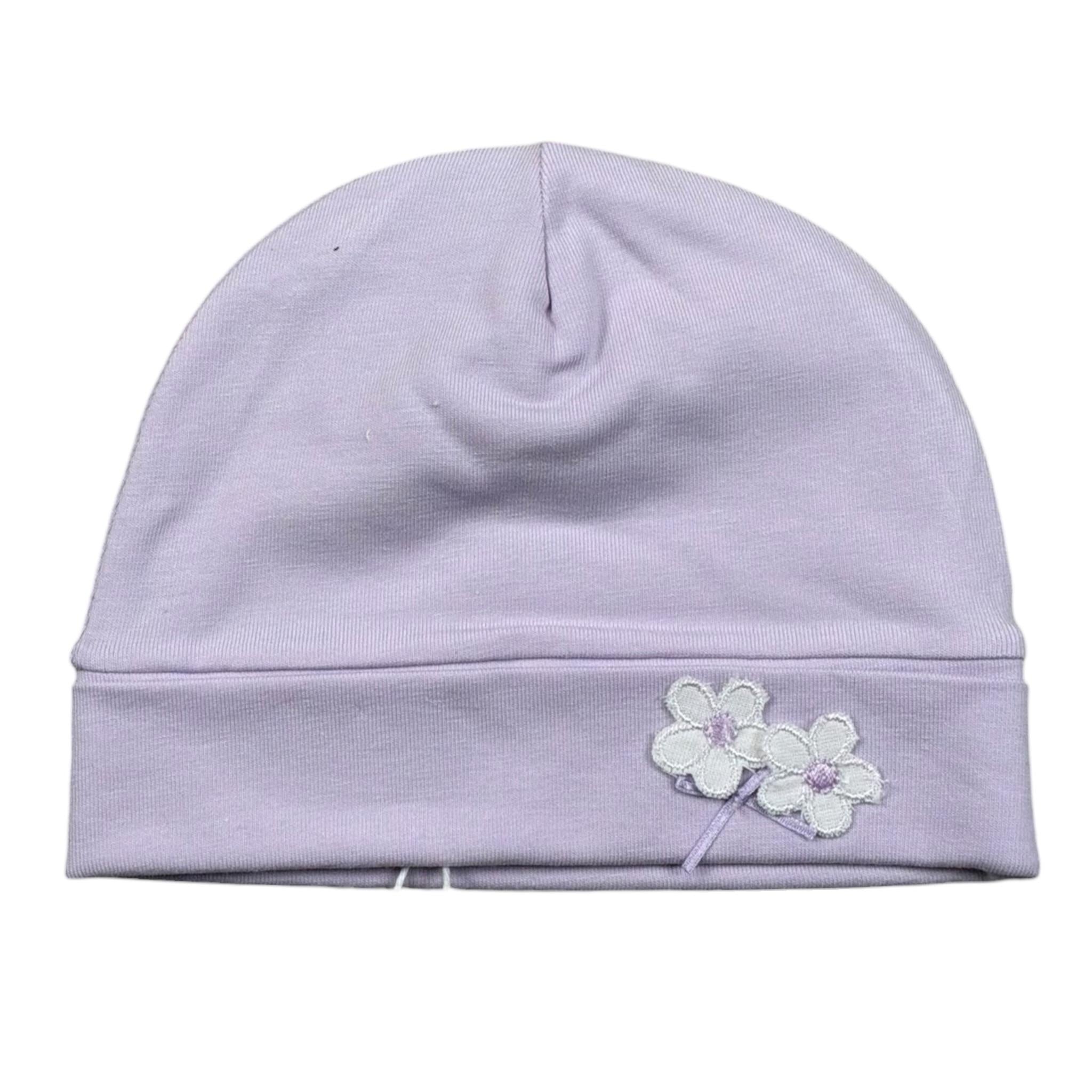 Lalalu' Cappello Tinta Unita con Ricami per Neonata CAL7G LILLA LALALU' 