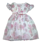 Monnalisa Abito Tinta Unita con Fantasia Fiori per Bambina 797904 BIANCO MONNALISA 