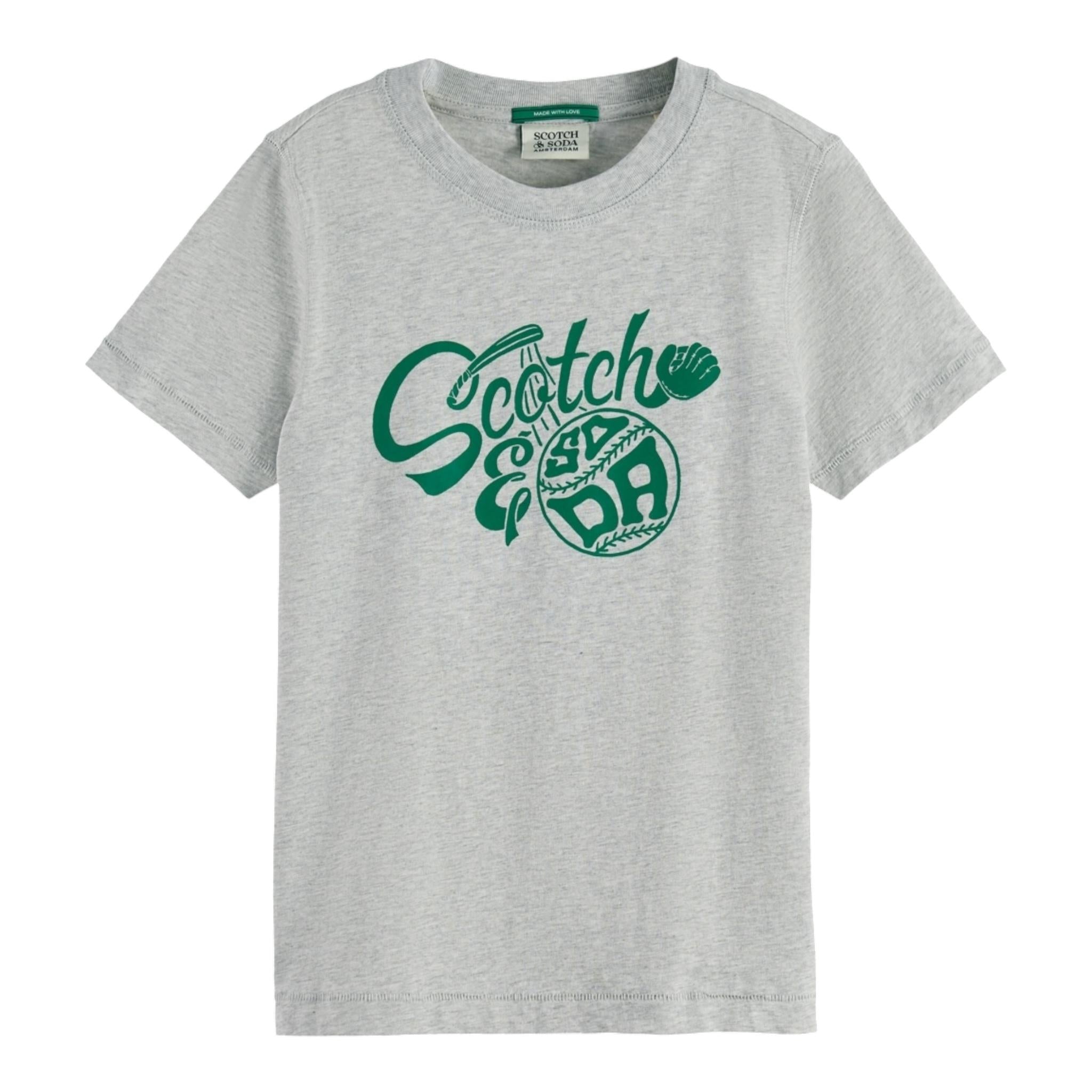 Scotch & Shrunk T-Shirt Tinta Unita Girocollo con Stampa per Bambino 180474 GRIGIO SCOTCH & SHRUNK 