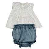Barcellino Completo 2 Pezzi Camicia-Culotte per Neonata 120816 BIANCO/BLU BARCELLINO 