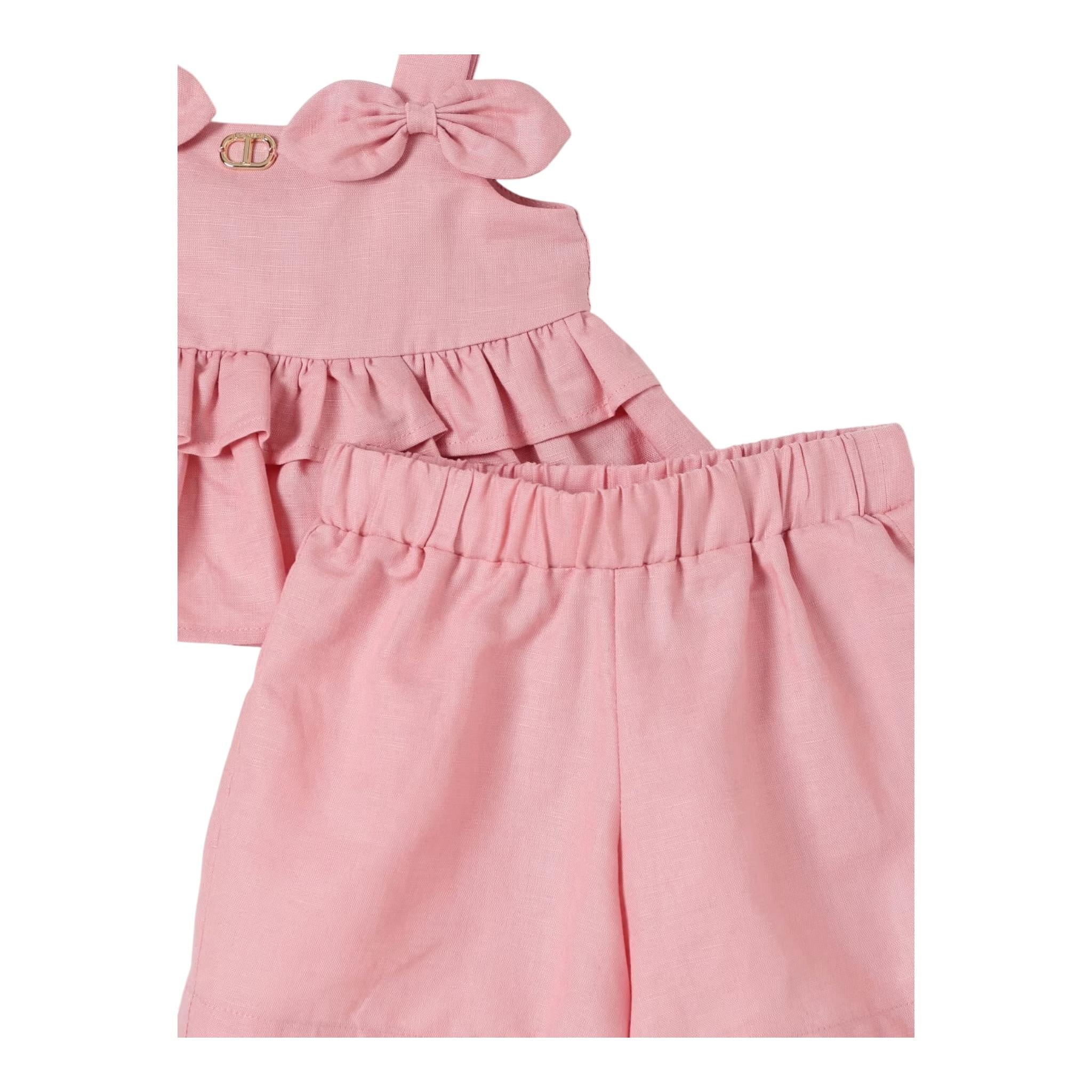 Twinset Completo 2 Pezzi Top-Short Tinta Unita per Neonata 251GJ2404 ROSA TWINSET 