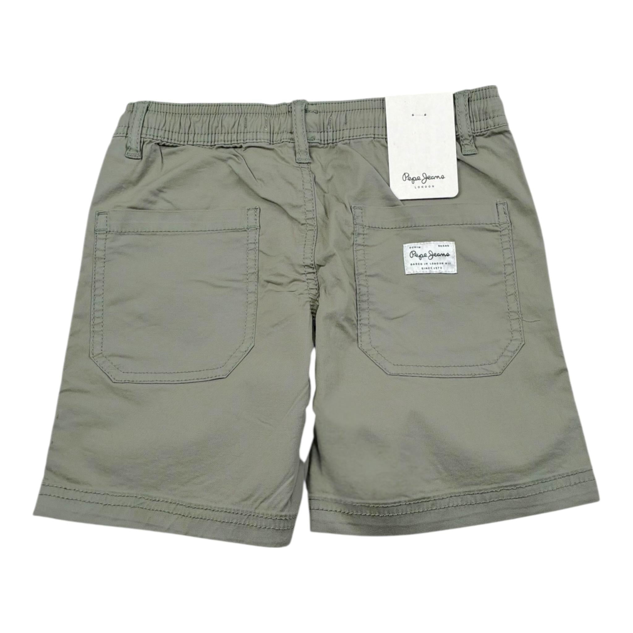 Pepe Feamo Bermuda Tinta Unita con Elastico In Vita per Bambino P8800837 VERDE PEPE JEANS 