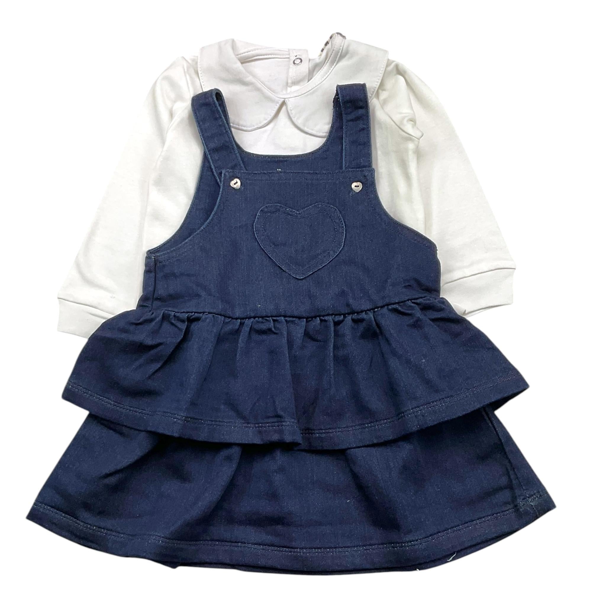 EMC completo 2pz shirts-salopette in denim Bianco per Neonata CO3546 BIANCO EMC 