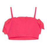 Twinset Top A Bretelline Tinta Unita Con Rouches Fuxia Per Bambina
