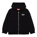 Diesel Felpa con Zip E Cappuccio Tinta Unita con Logo per Bambino J02244 NERO DIESEL 
