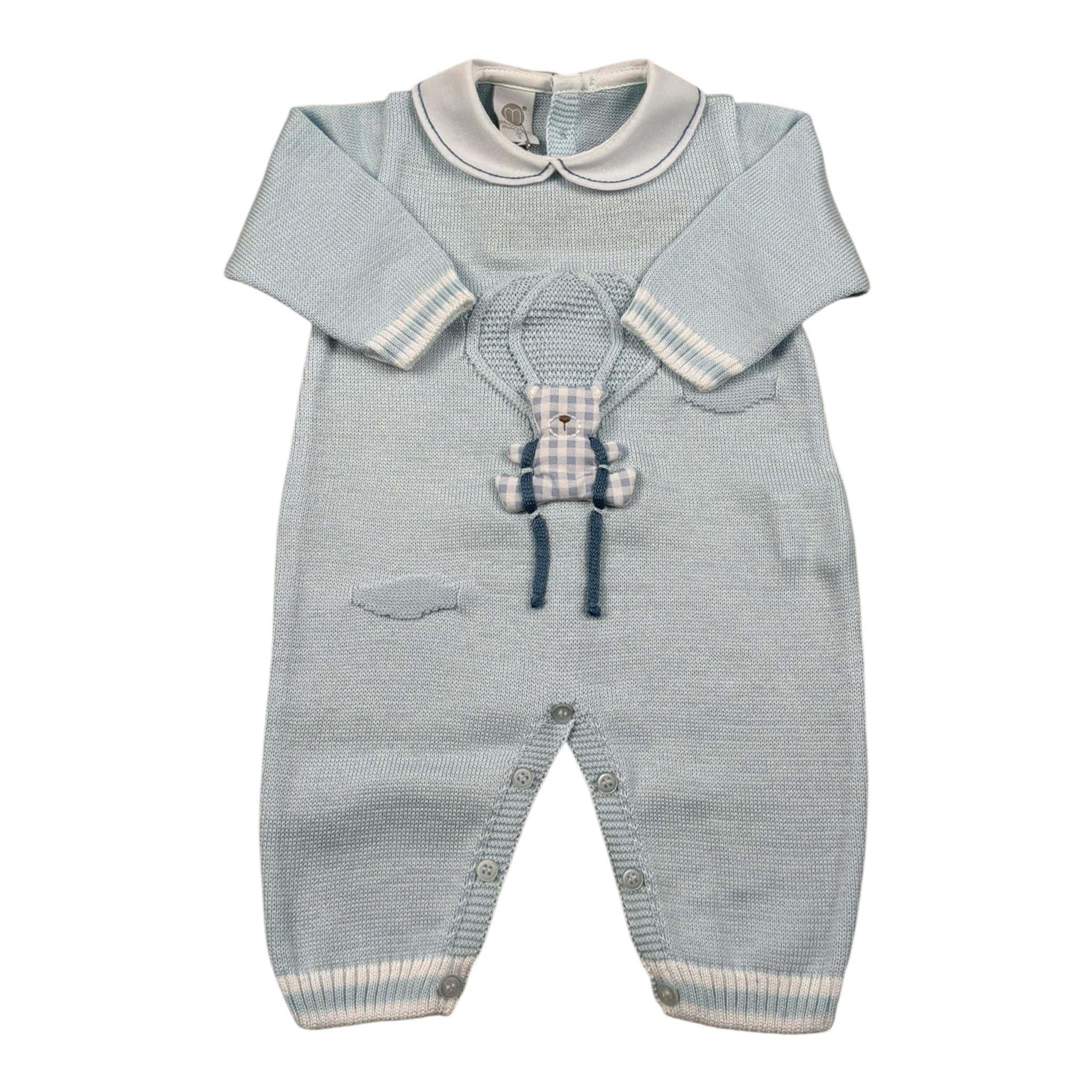 Marlu' Tutina Manica Lunga Tinta Unita con Ricami per Neonato EB6710 AZZURRO MARLU' 