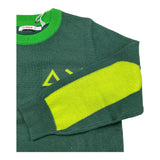 SUN68 maglia girocollo tinta unita con ricamo logo Verde per Bambino K44330JX VERDE SUN68 