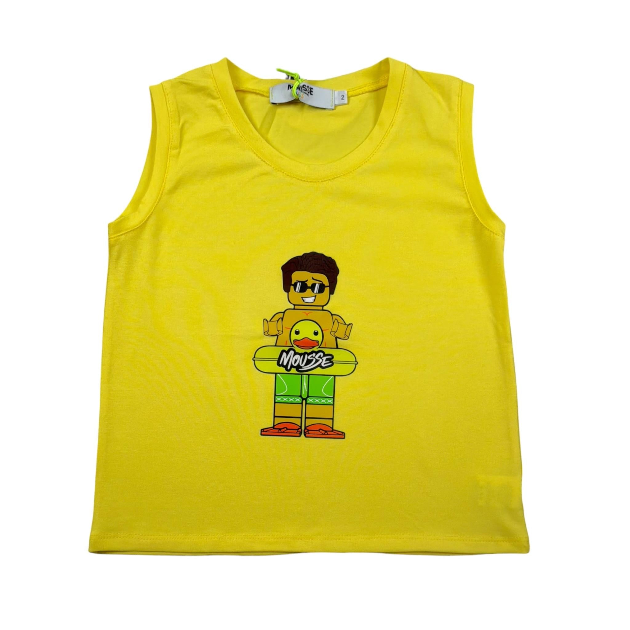 Mousse Canotta Tinta Unita con Stampa per Neonato DINOBEACHHN GIALLO MOUSSE 