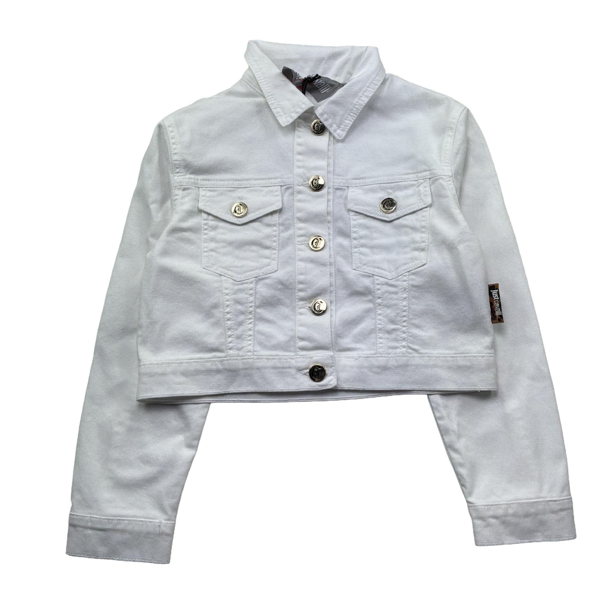 Just Cavalli Giubbino In Denim Tinta Unita con Logo per Bambina JGP26038GB BIANCO JUST CAVALLI 